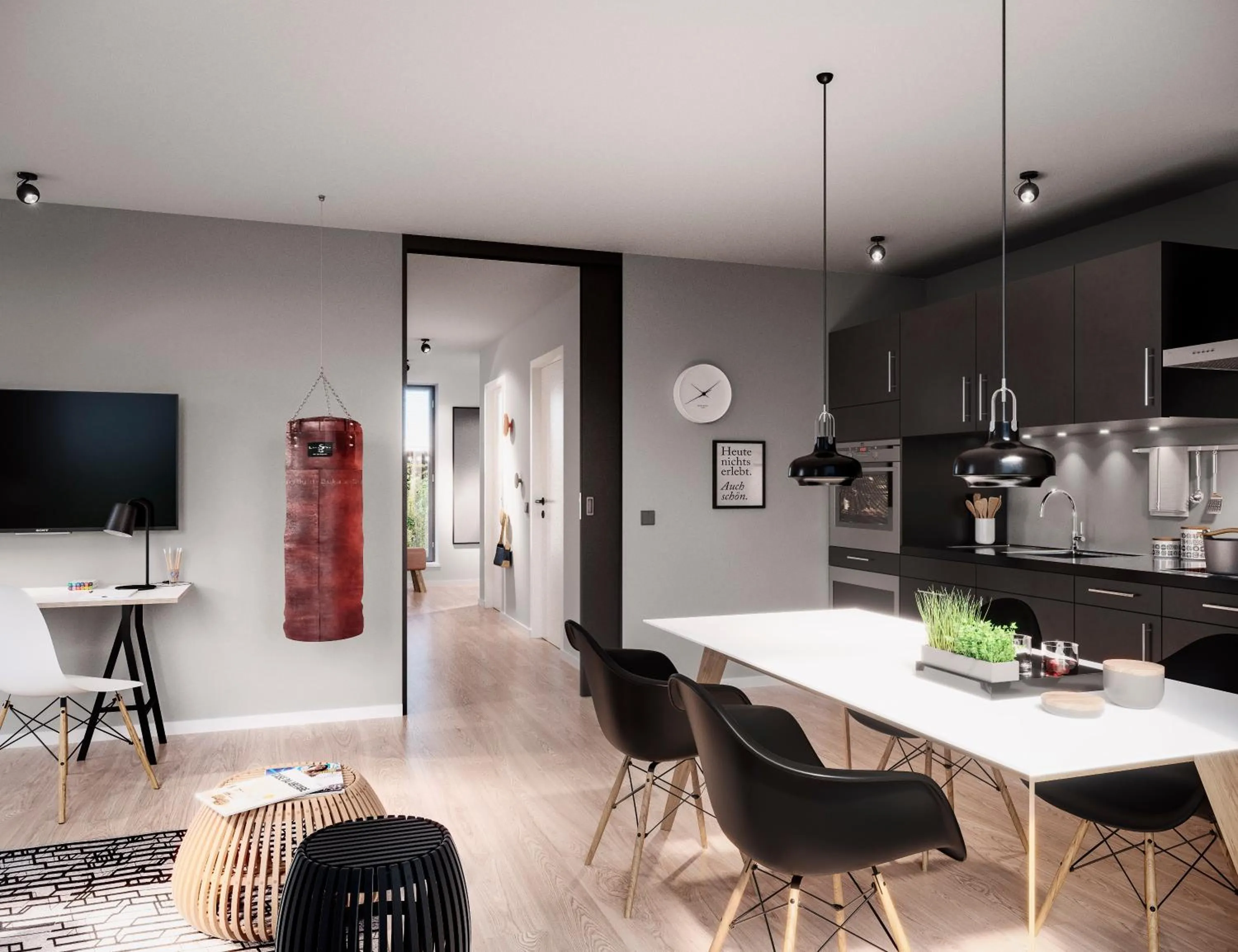 Kitchen or kitchenette in Bett&Bude Boardinghouse