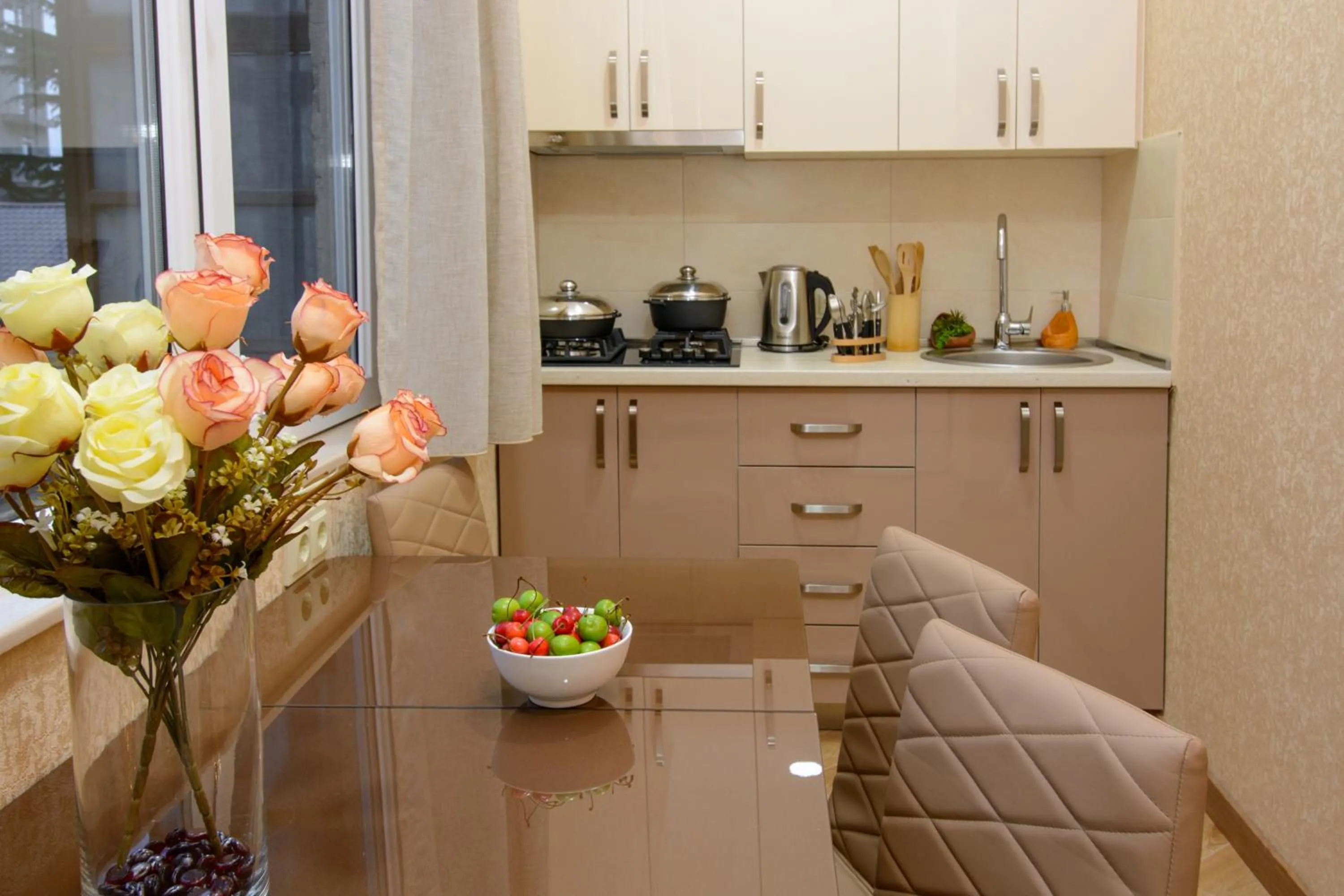 Kitchen or kitchenette in Dat Exx Apartments on Marjanishvili