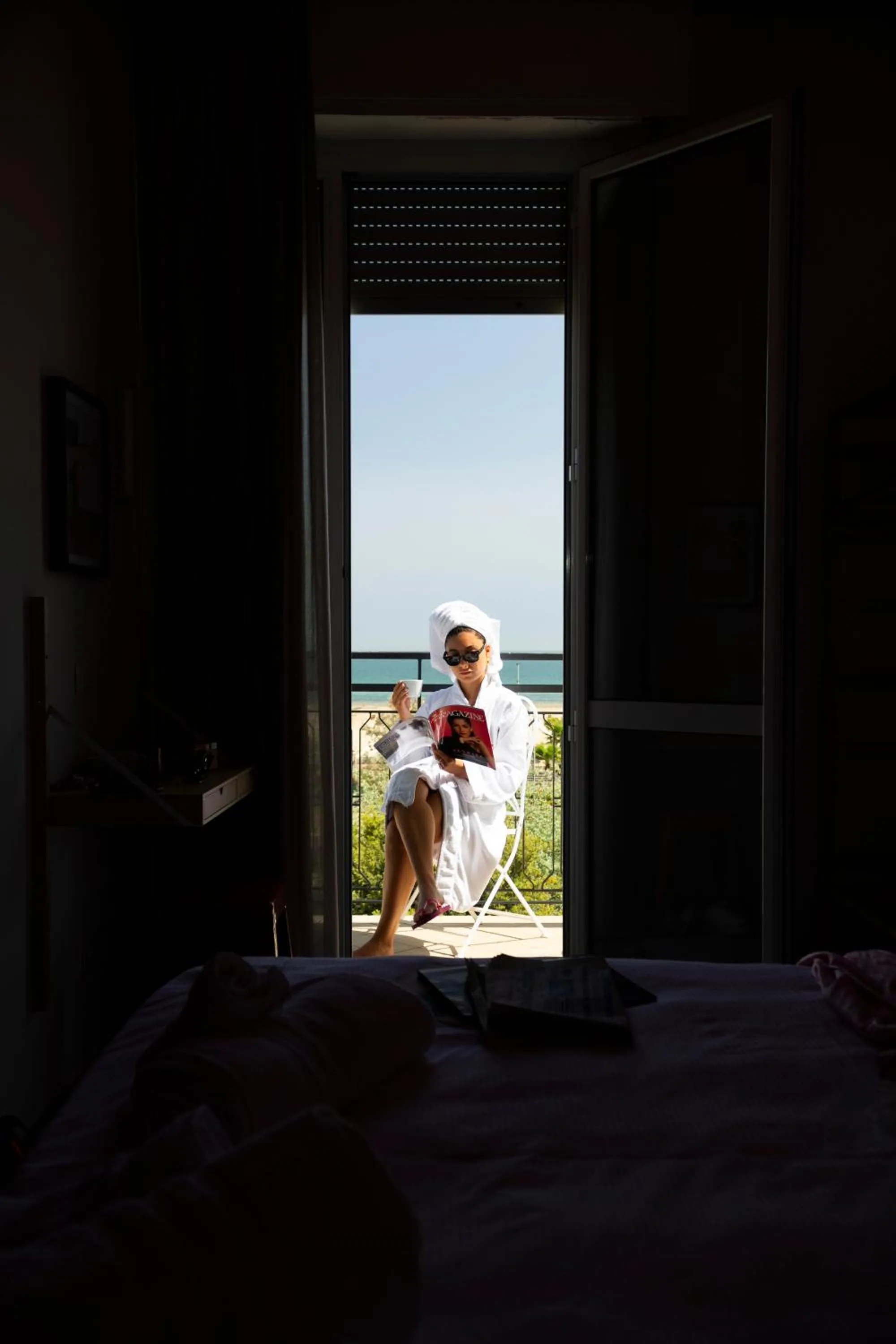 View (from property/room), Bed in Hotel Belvedere Rimini