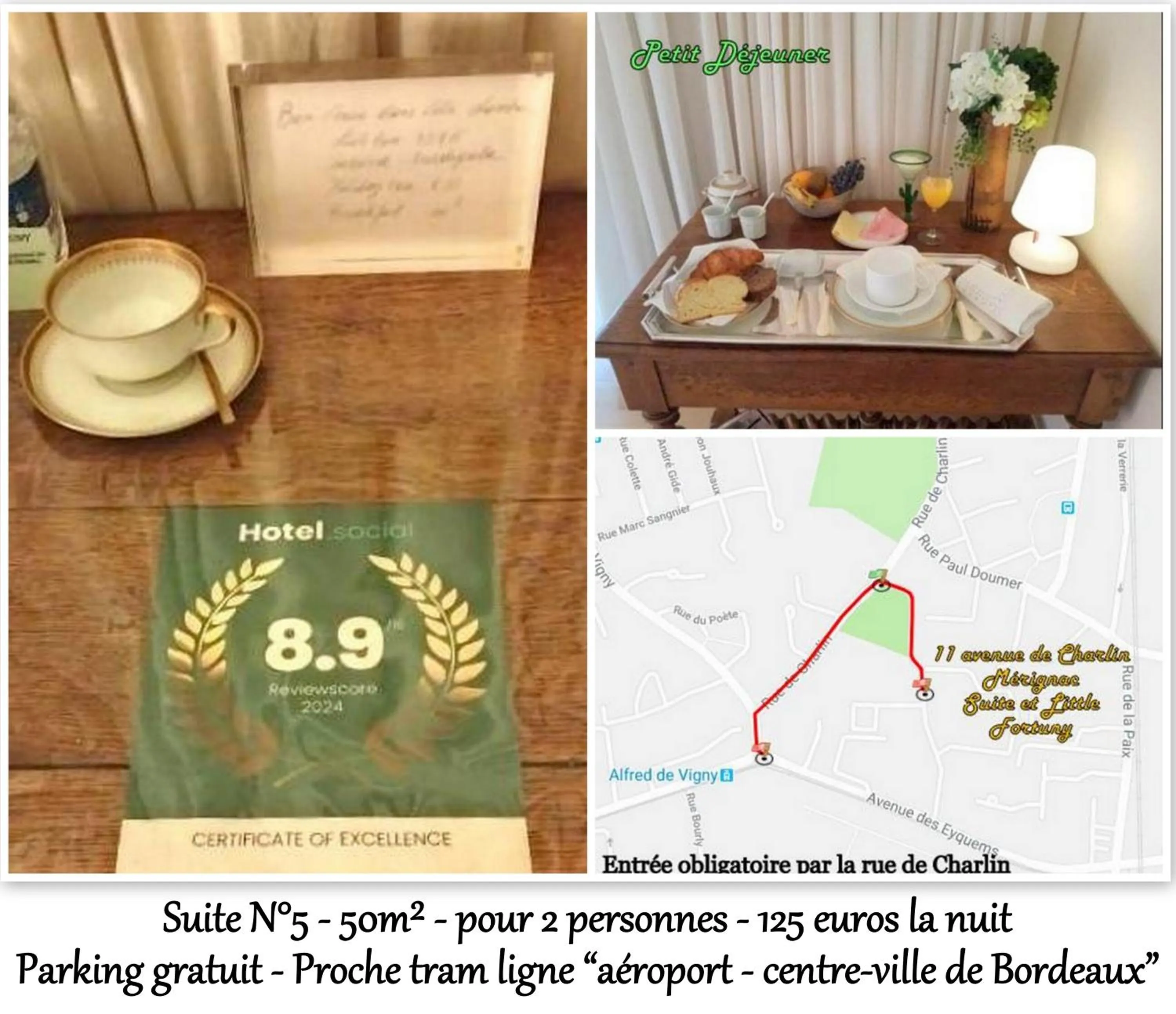 Text overlay in LE FORTUNY - 3 Suites, 2 apparts, 1 chambre - proche TRAM ligne aéroport et parking gratuit
