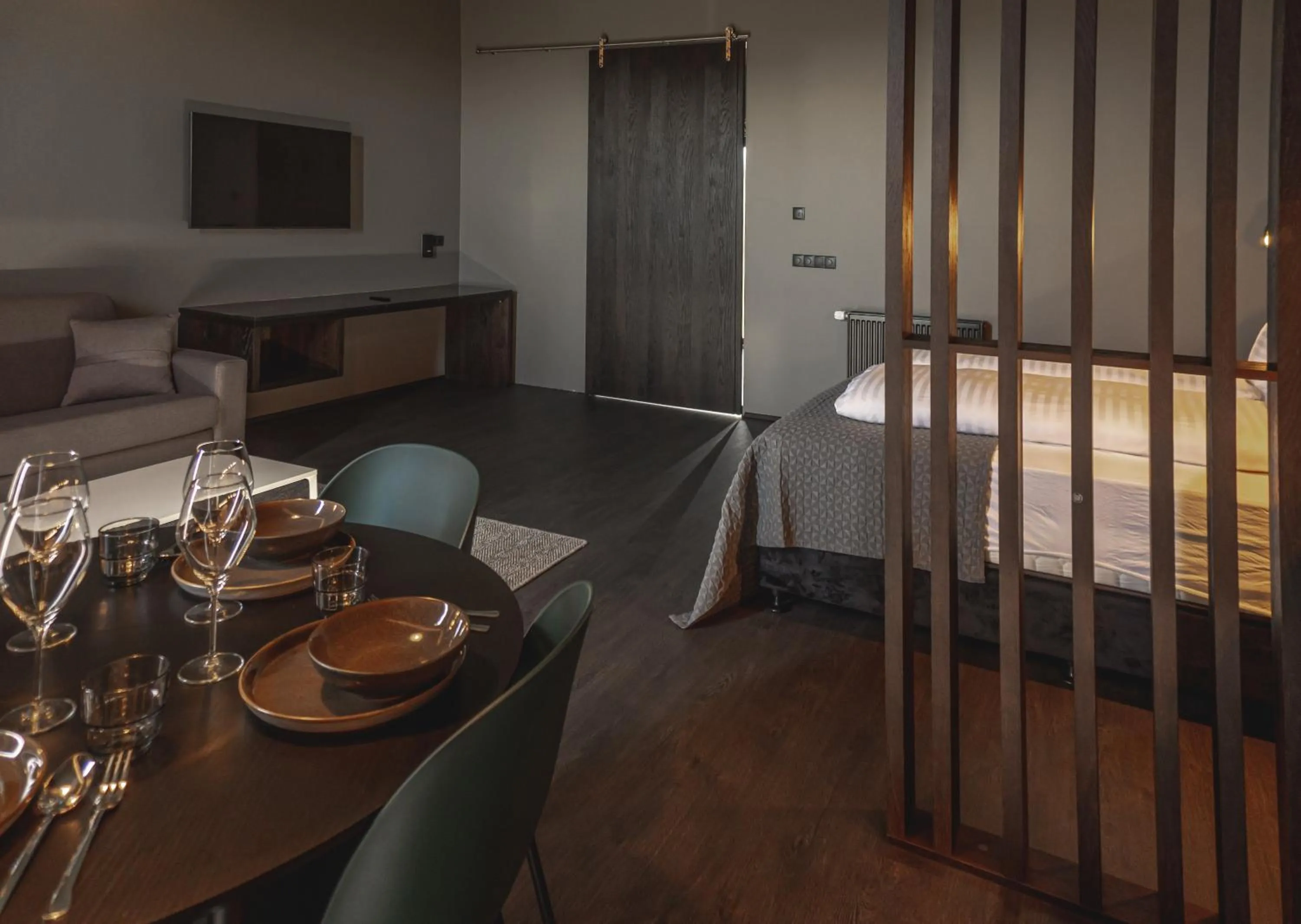 Bed in Black Beach Suites