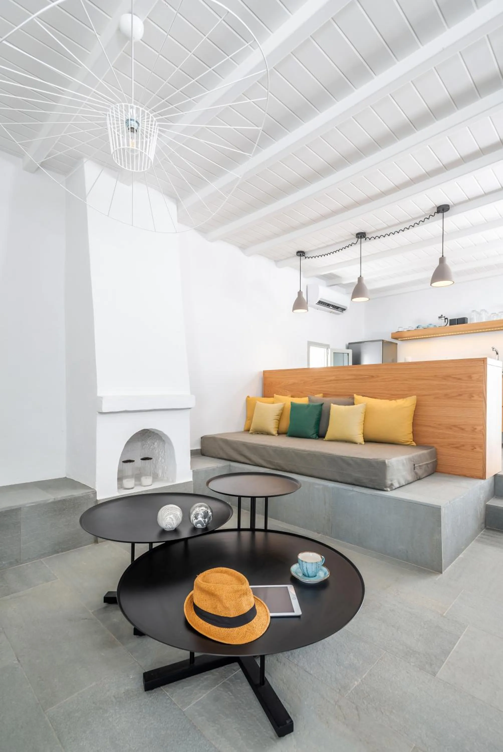 Living room, Bed in Dreambox Mykonos Suites and Mini Villas