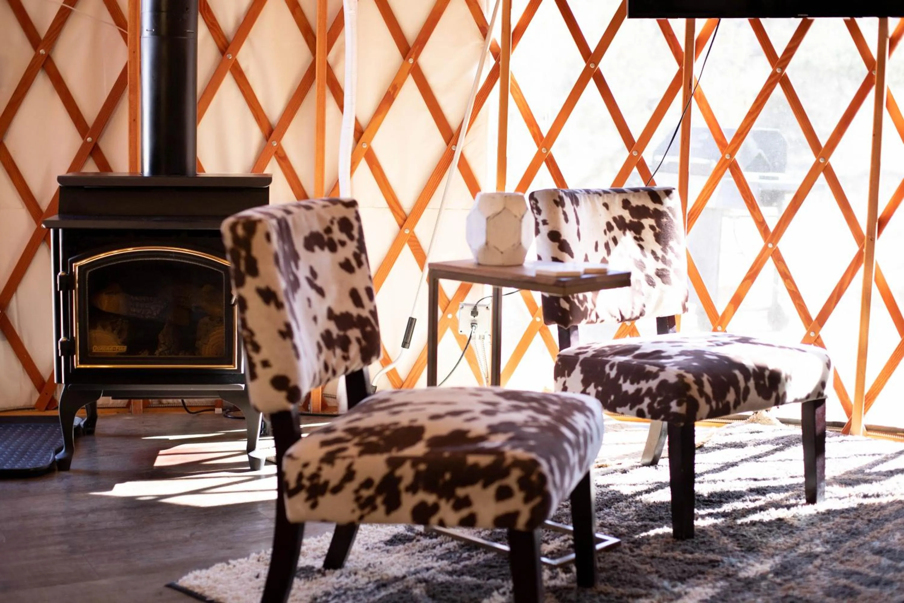Seating area in Escalante Yurts - Luxury Lodging