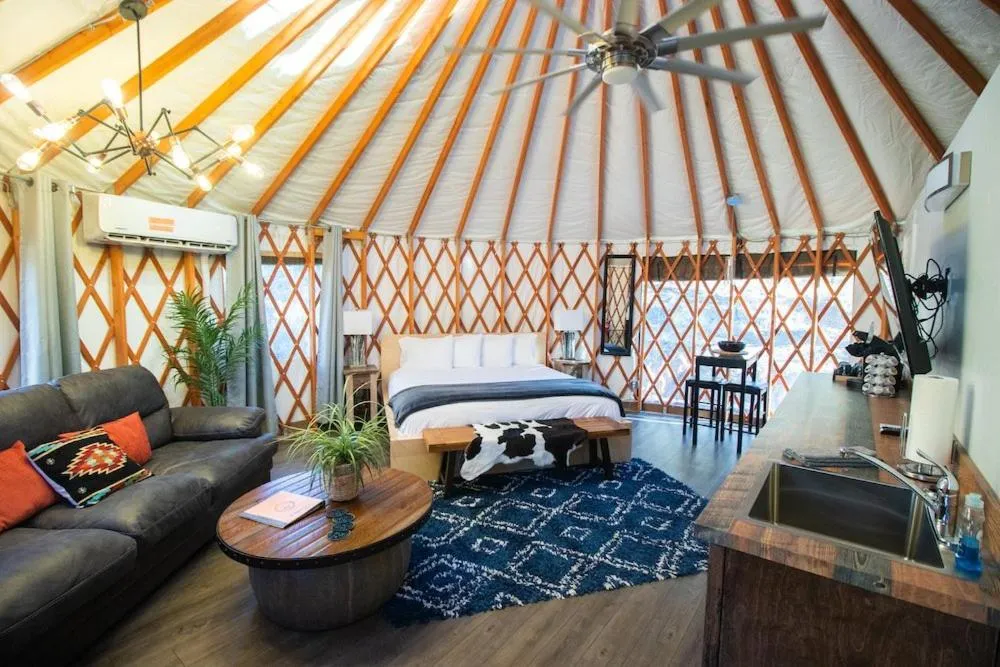 Bed in Escalante Yurts - Luxury Lodging