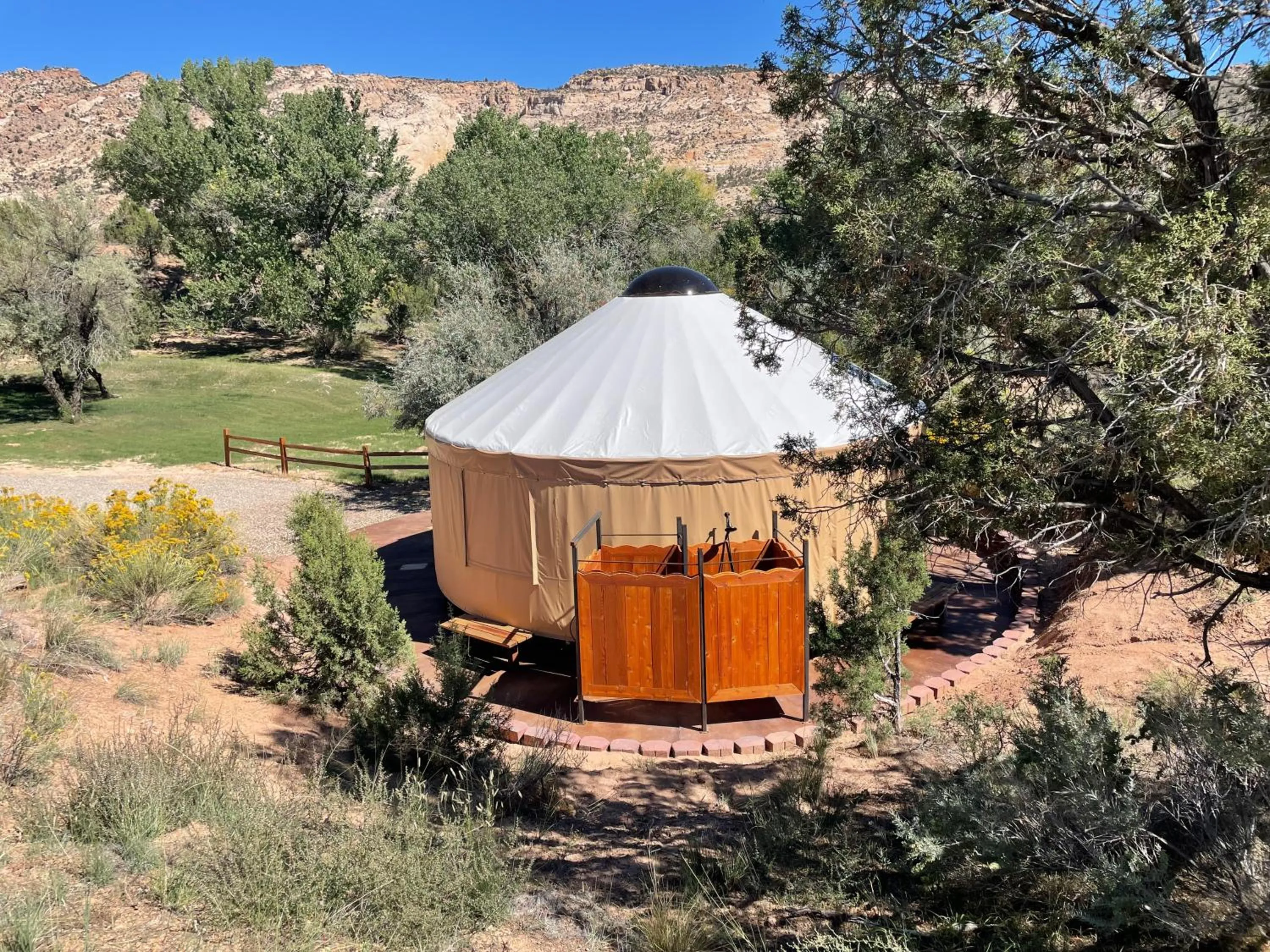Shower in Escalante Yurts - Luxury Lodging