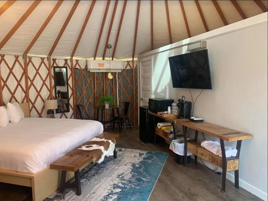 Bed in Escalante Yurts - Luxury Lodging