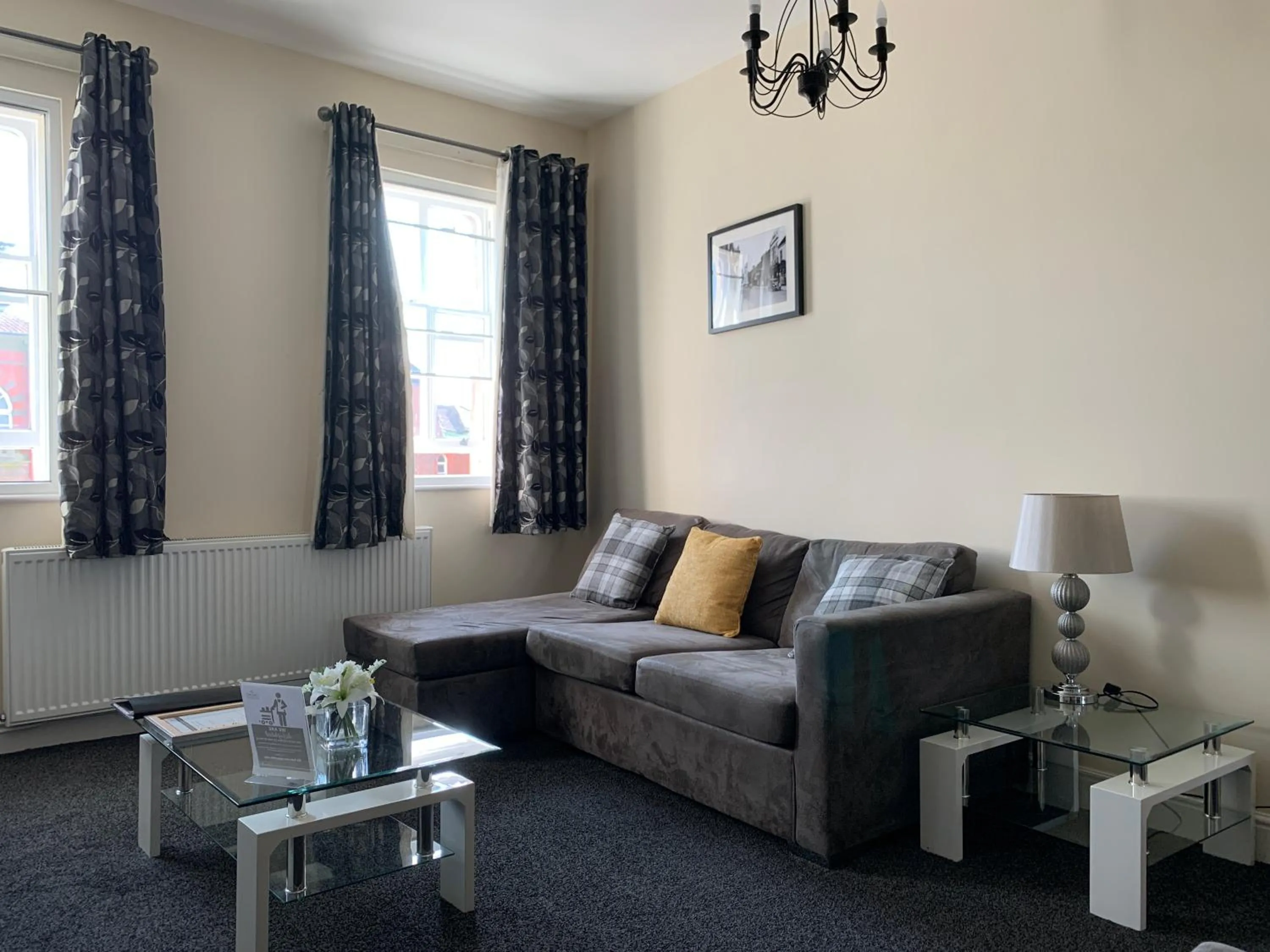 Living room in Market Place Serviced Apartments, Leek