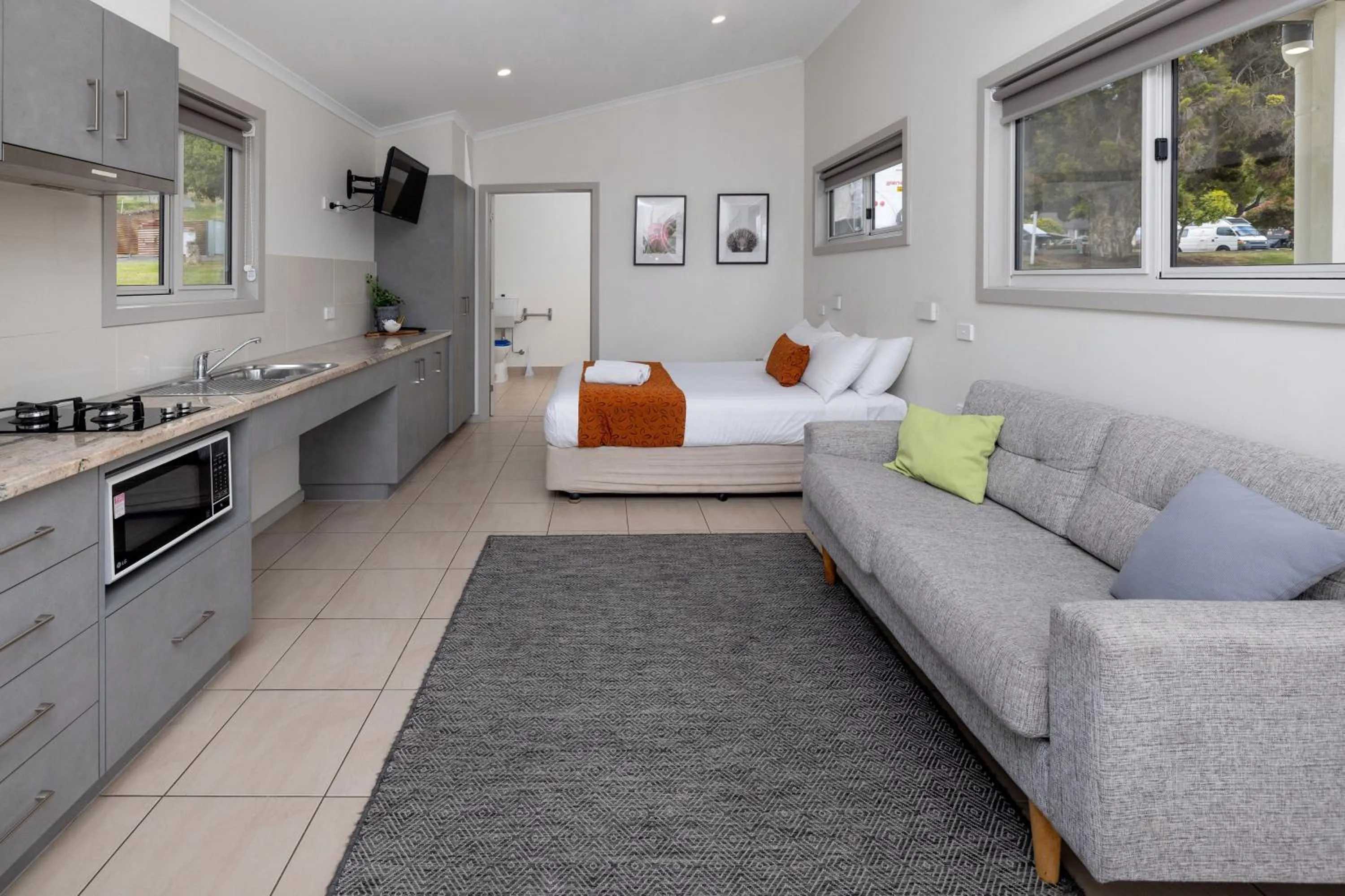 Living room in BIG4 Launceston Holiday Park