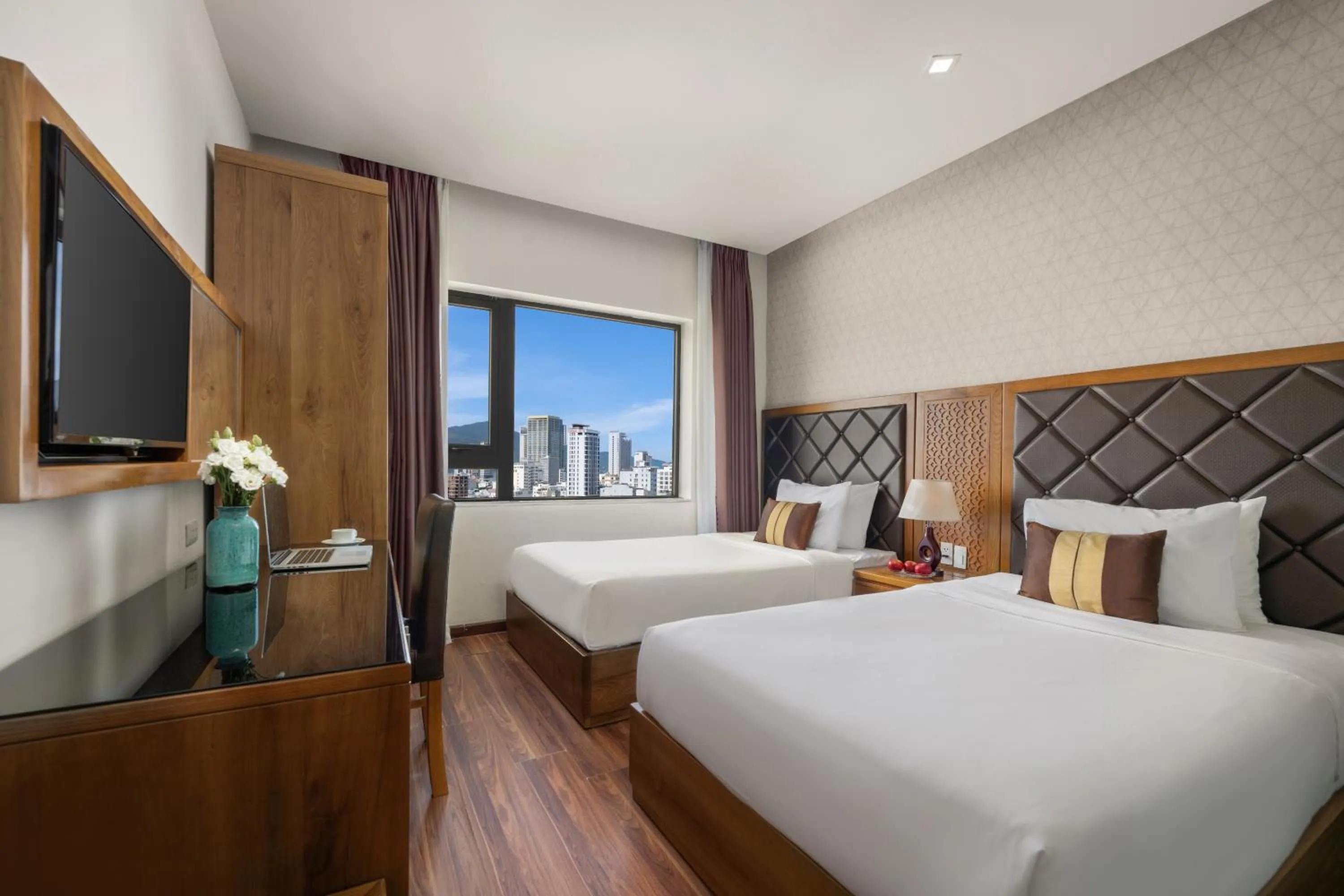 View (from property/room), Bed in Grand Sunrise 3 Hotel & Spa Da Nang