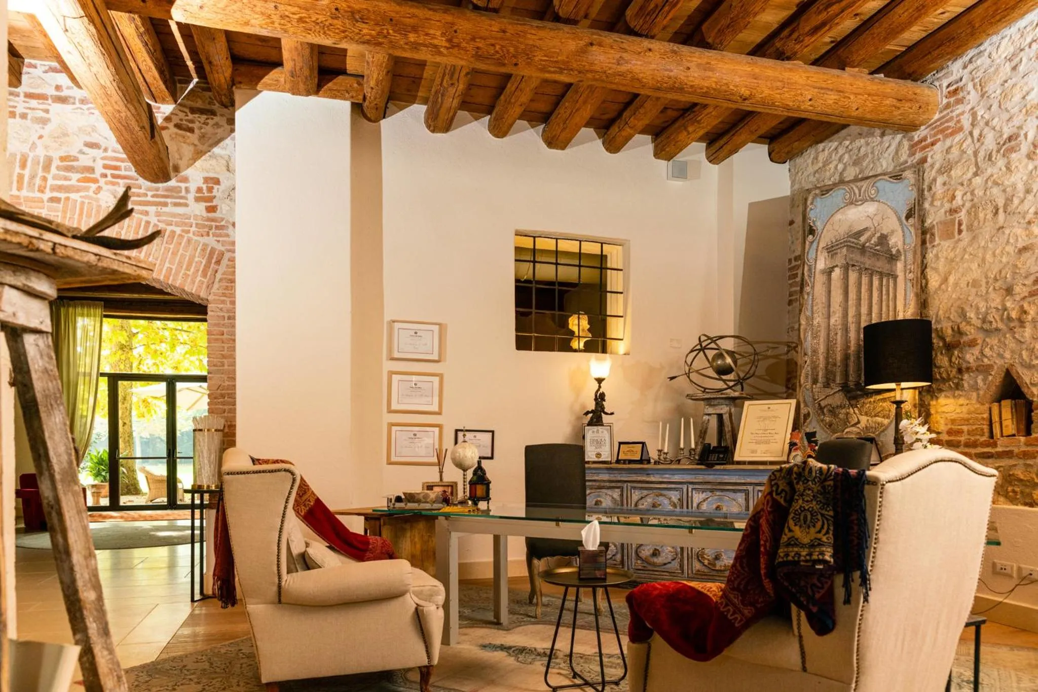 Lobby or reception in La Barchessa di Villa Pisani