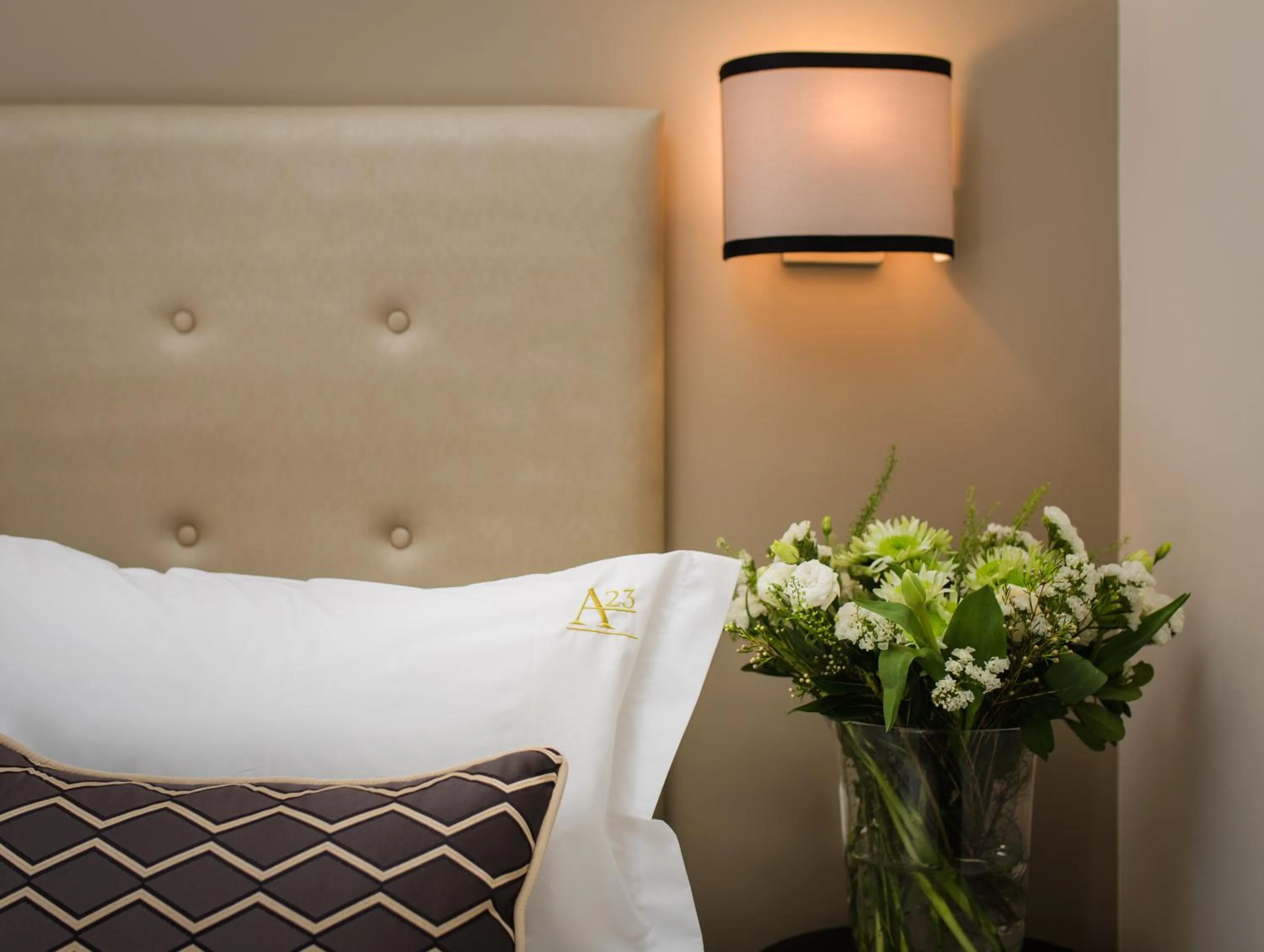 Decorative detail, Bed in A23 Boutique Hotel