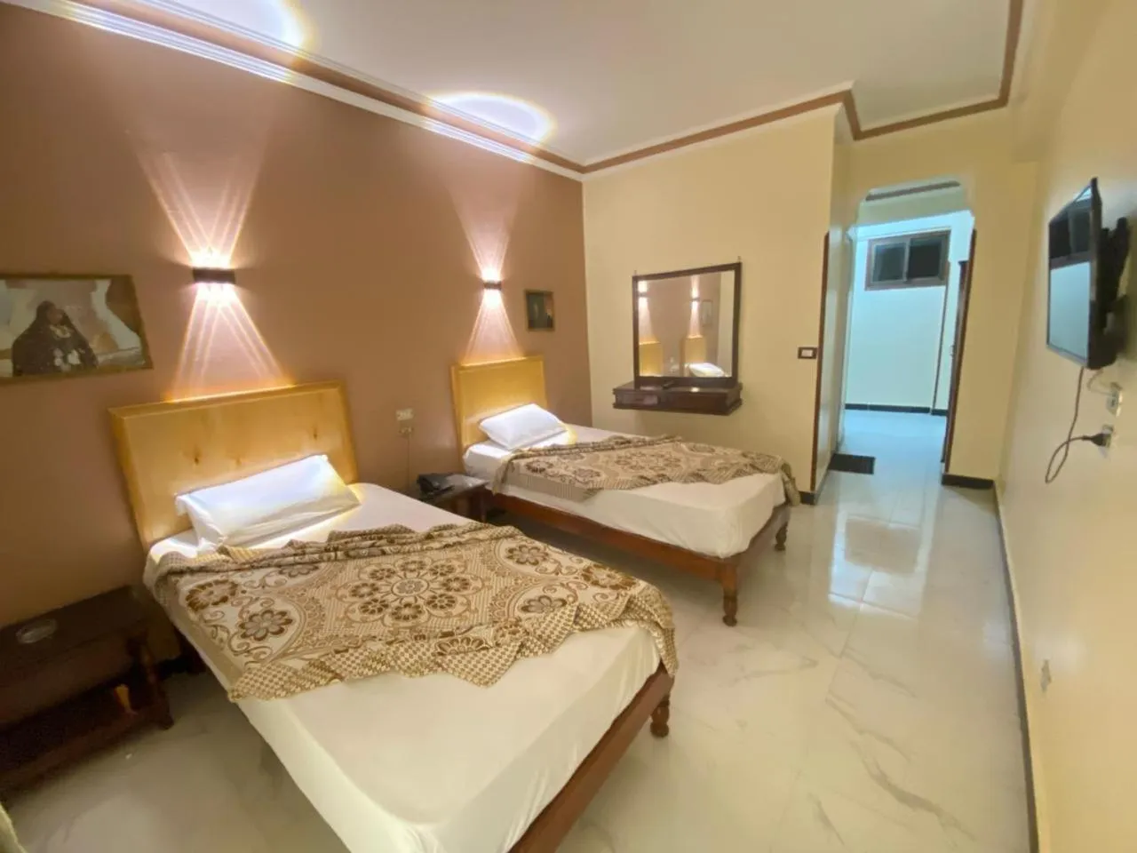 Bed in Shady Hotel Luxor