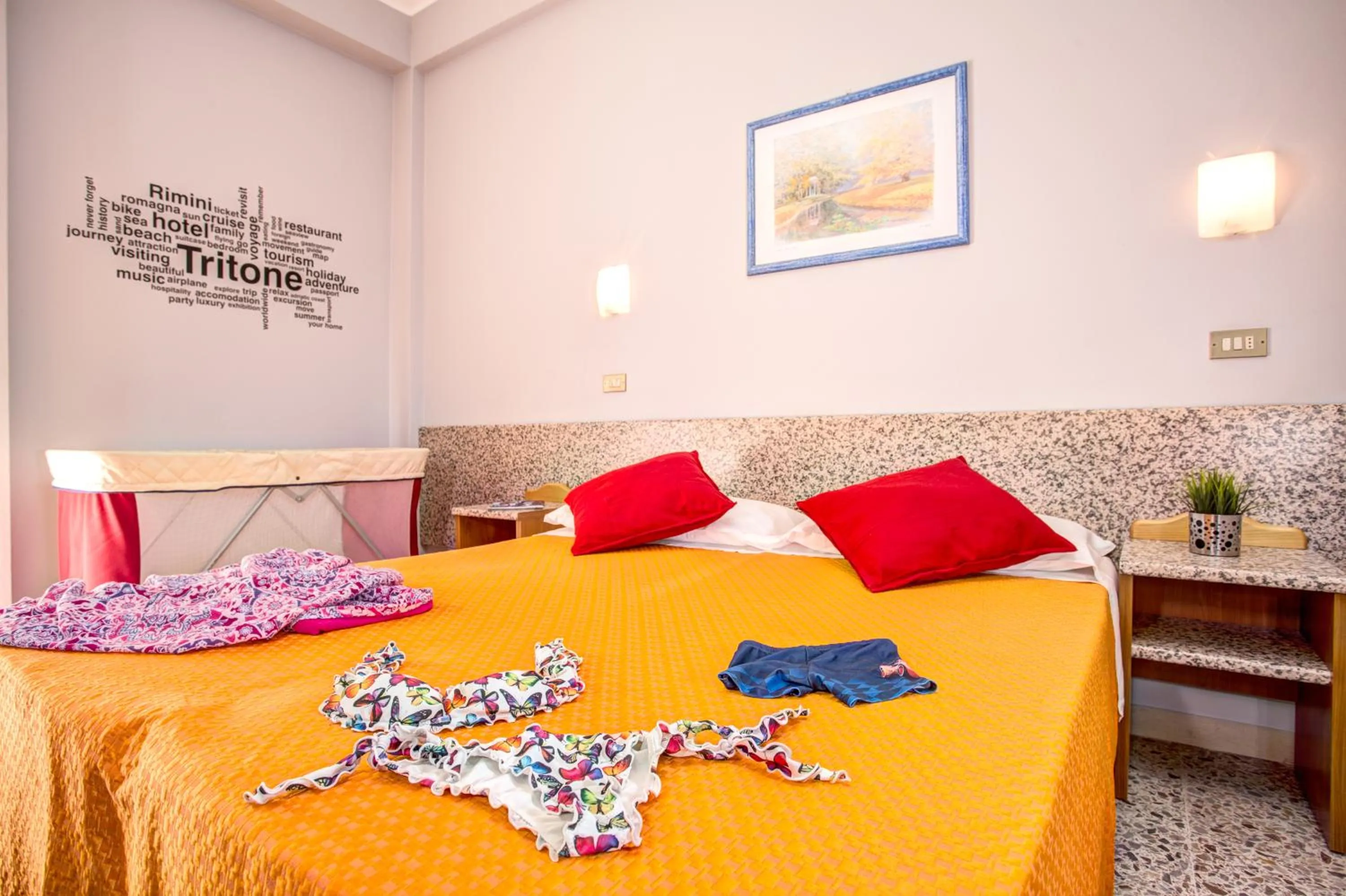 Bed in Hotel Tritone Rimini