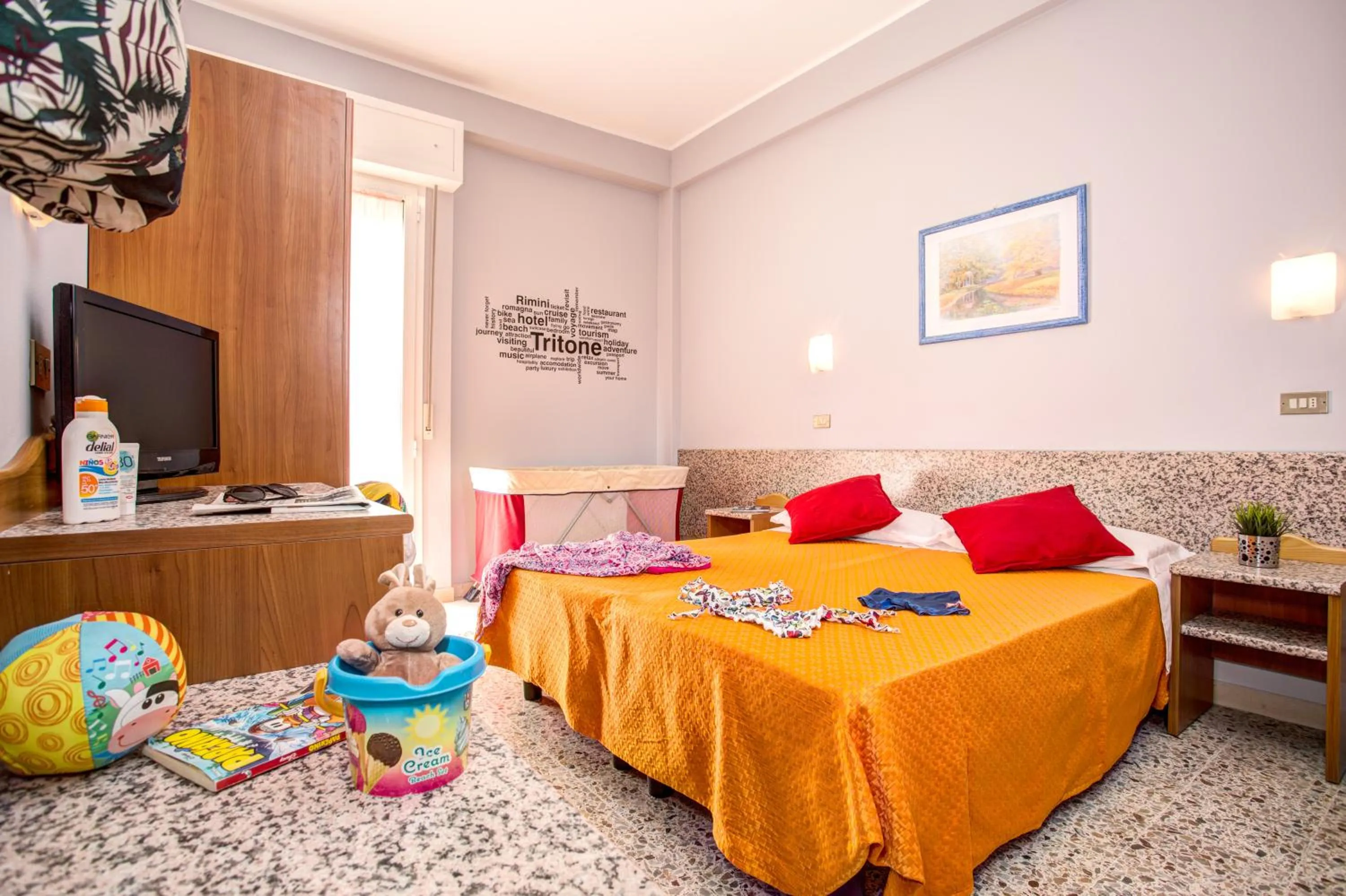 Bed in Hotel Tritone Rimini