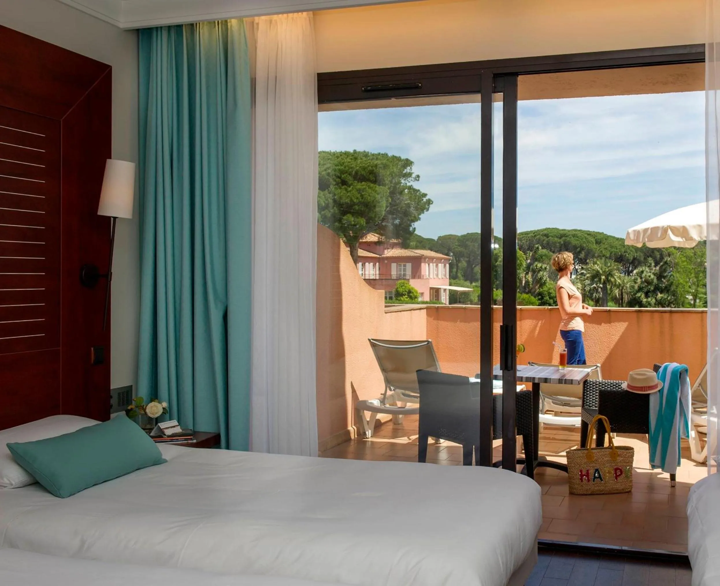 View (from property/room), Bed in Hôtel Les Jardins De Sainte-Maxime