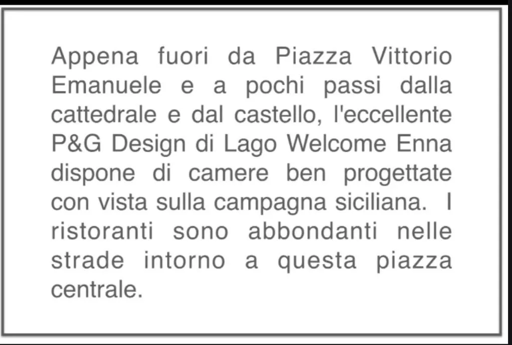 Certificate/Award in P&G design by Lago Welcome Enna