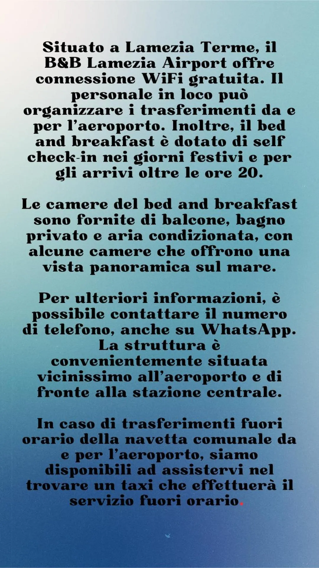 Text overlay in B&B Lamezia Airport