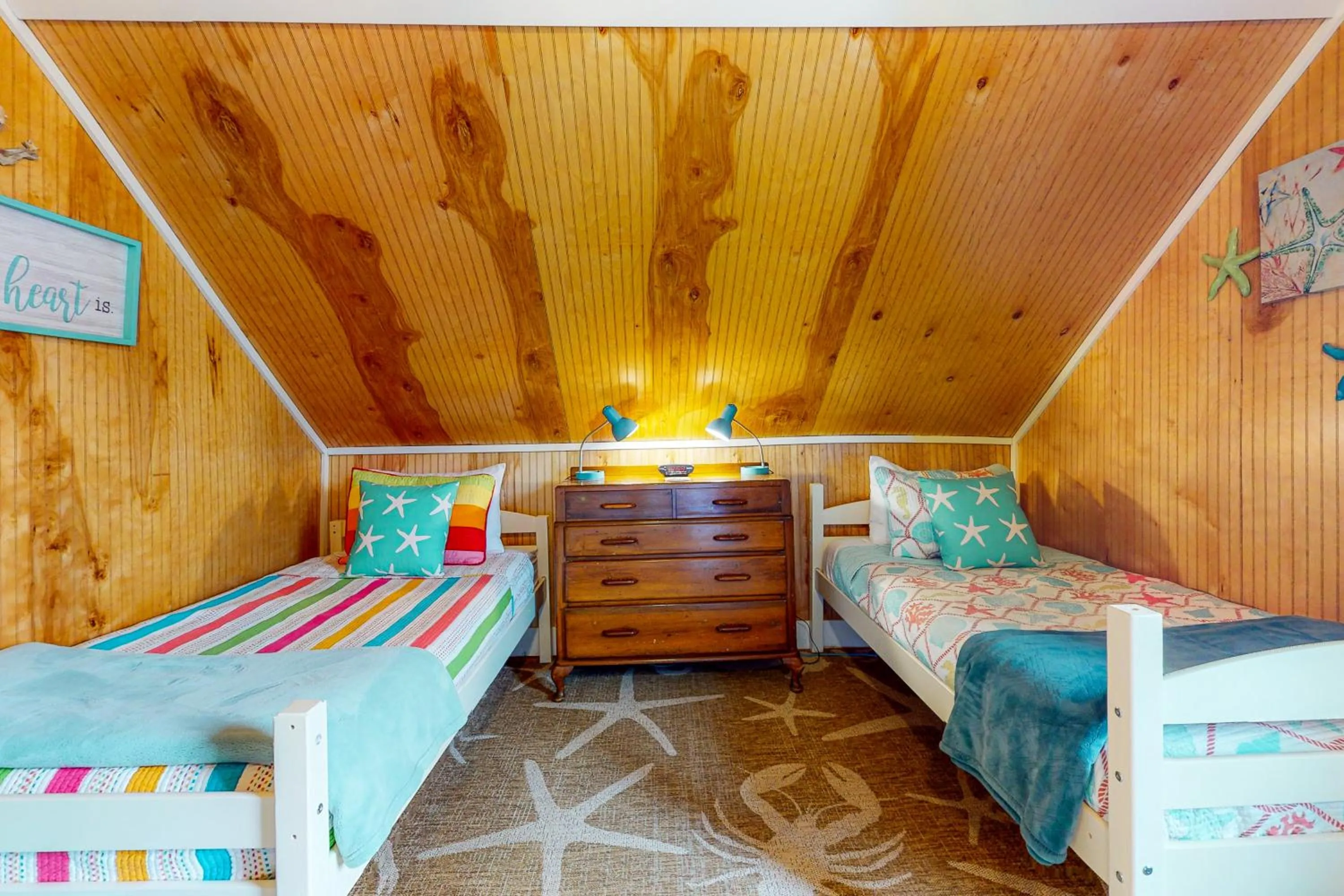 Bed in Ocean Shells Cottage