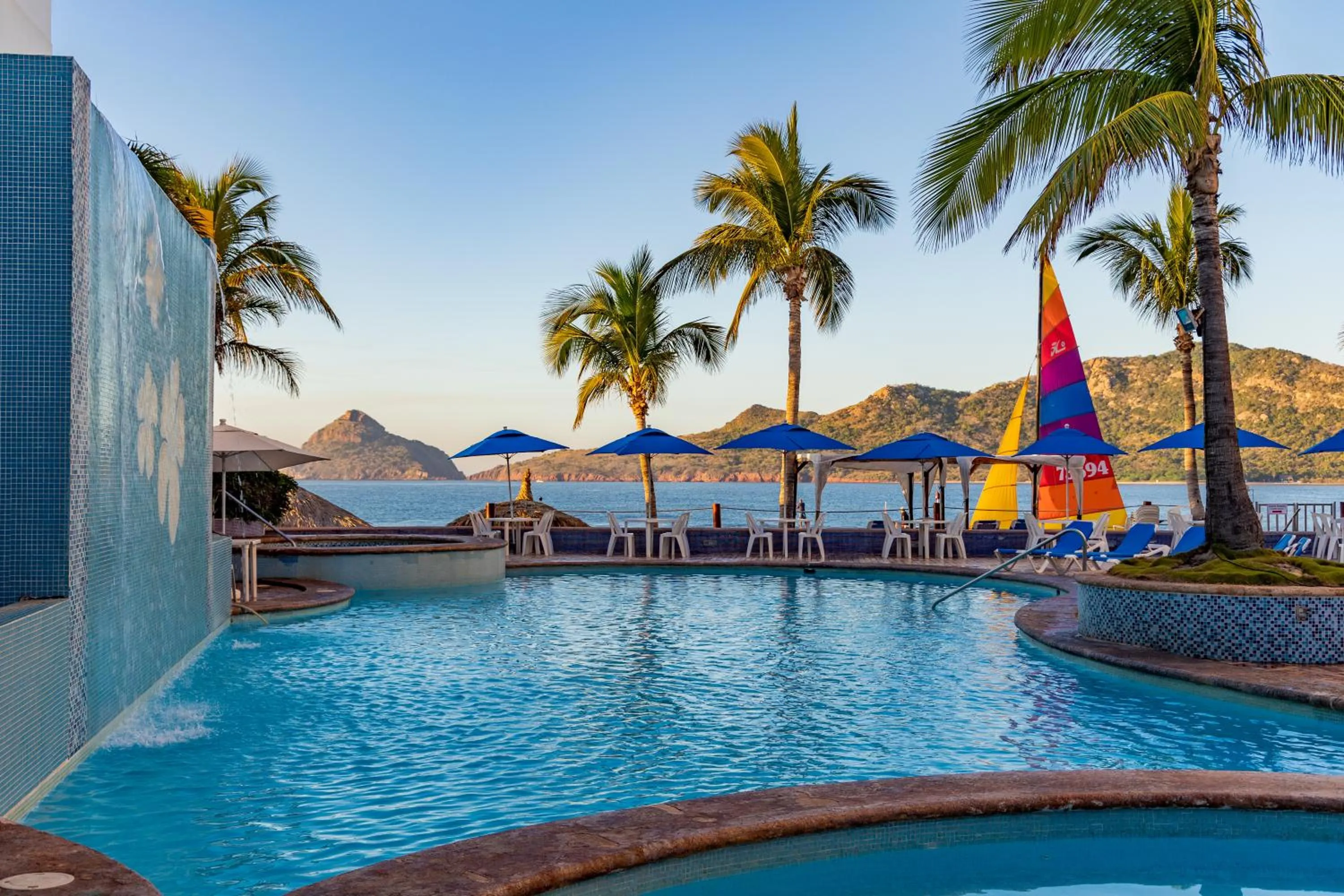 Pool view in Las Flores Beach Resort