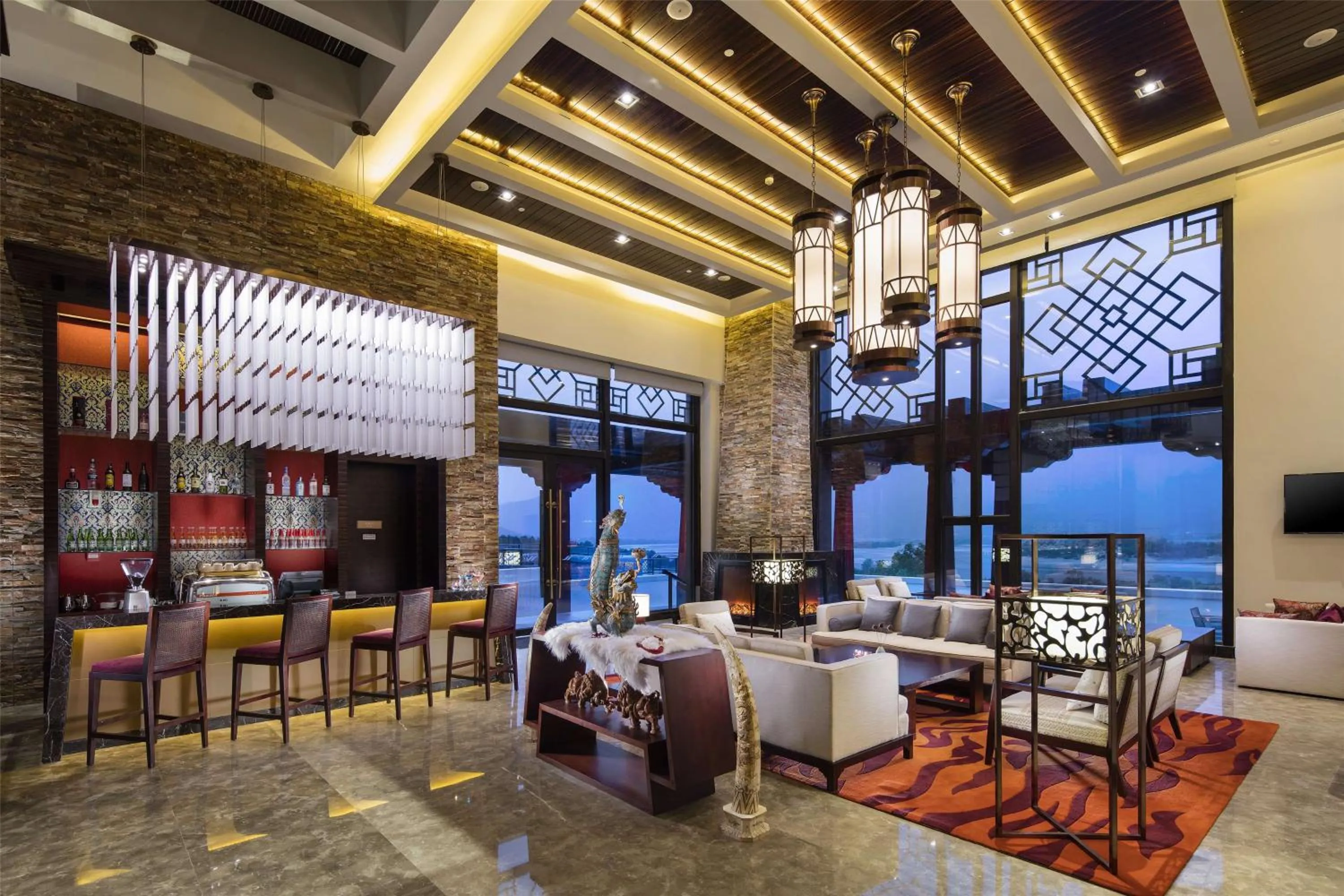 Lobby or reception in Hilton Linzhi Resort