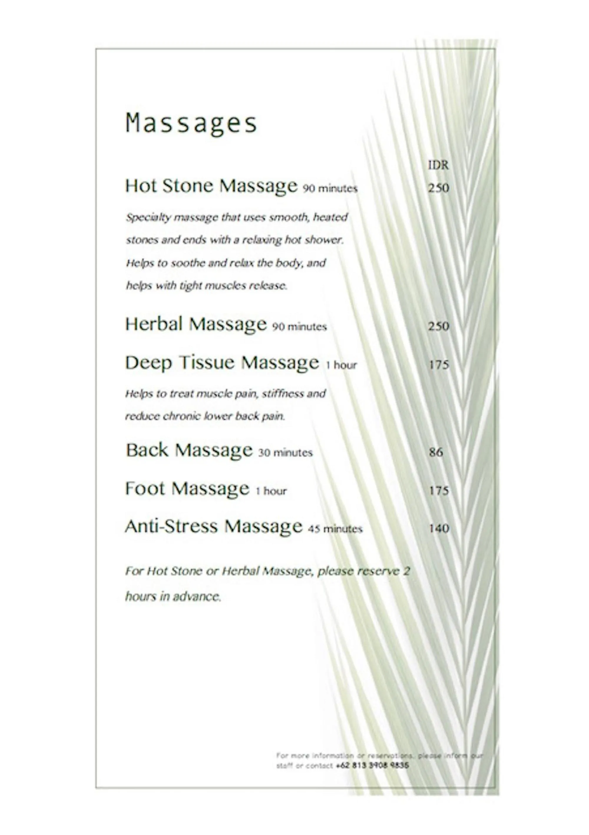 Massage in Jasmina Estate by Villas Direct Bali