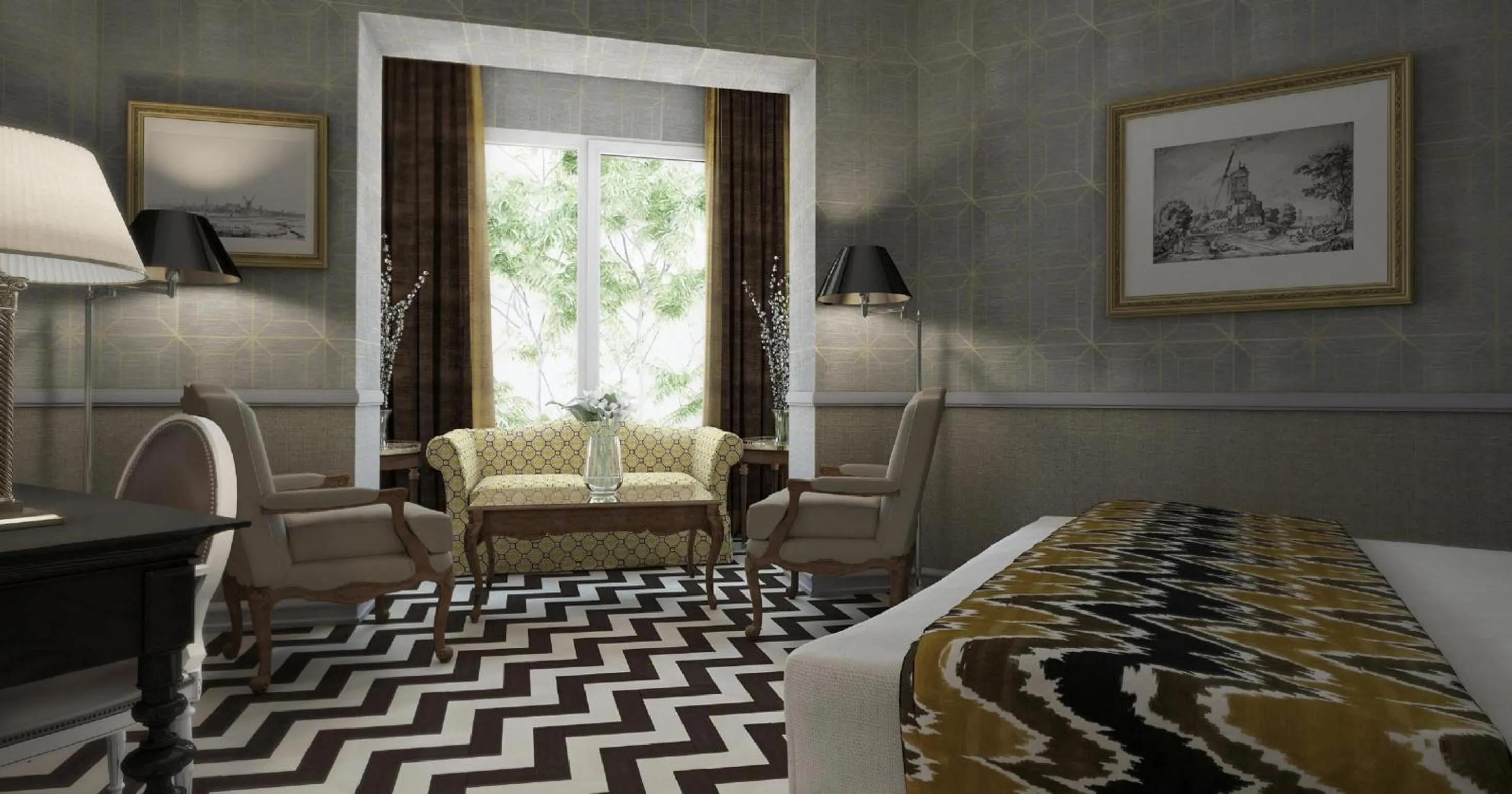 Decorative detail, Bed in Relais & Châteaux Heritage Hotel