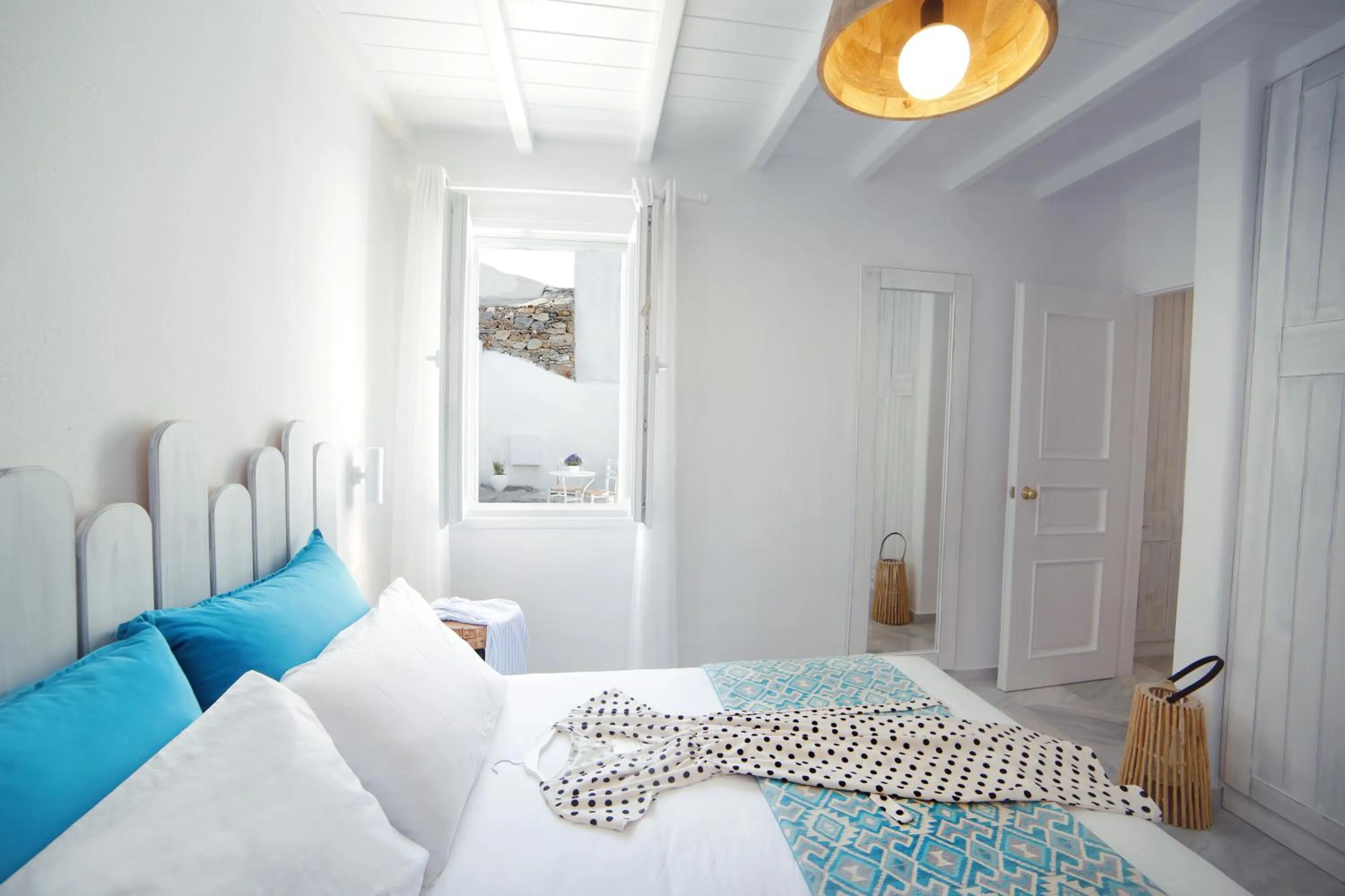 Bed in Mykonos Town Suites