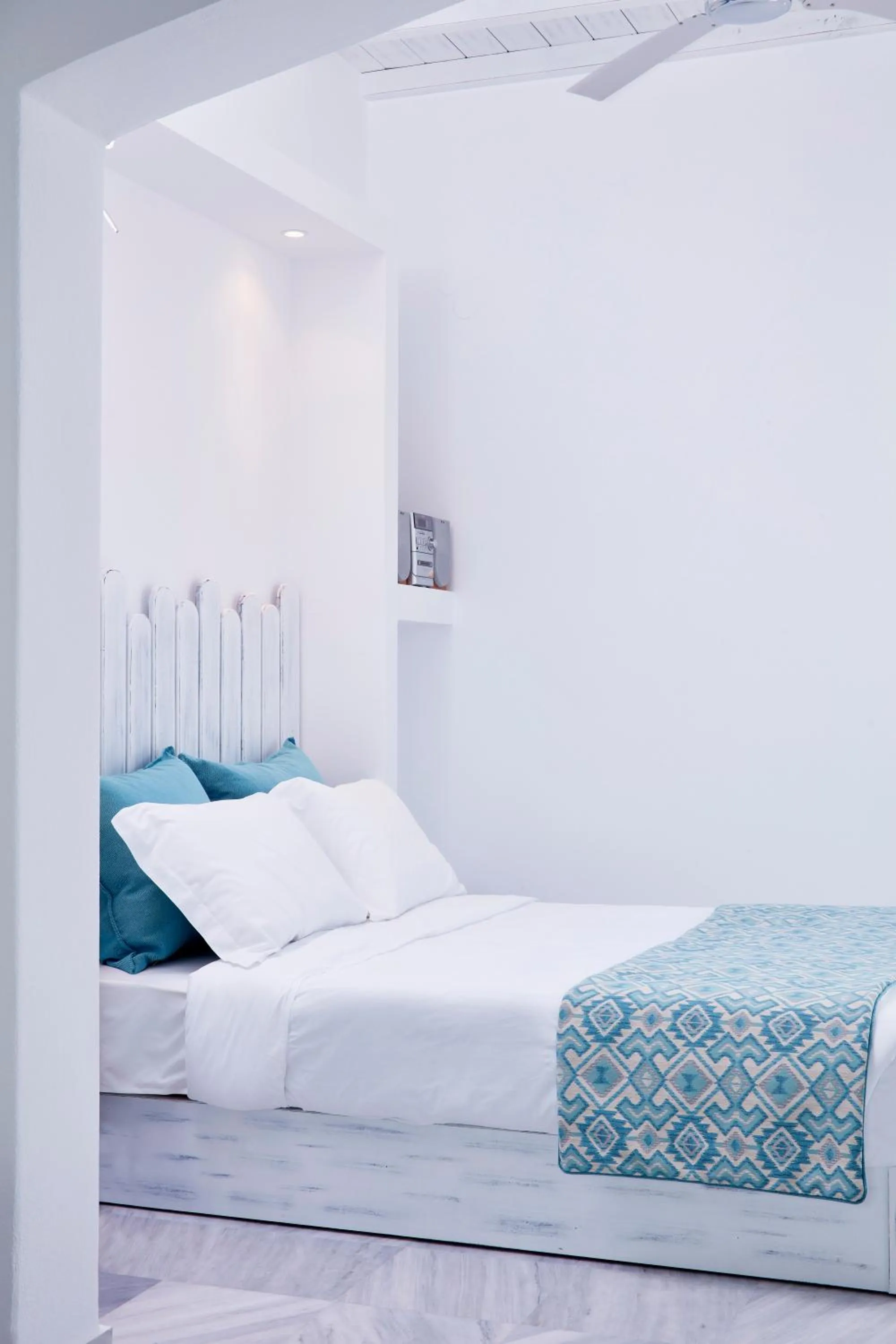Decorative detail, Bed in Mykonos Town Suites