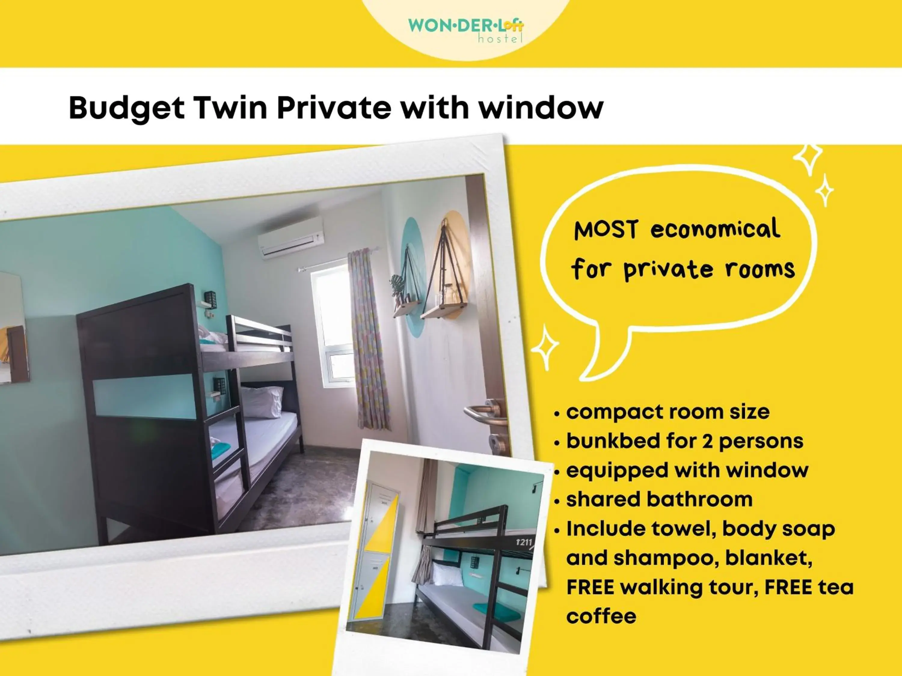 Budget Twin Room in Wonderloft Hostel Kota Tua Budget Twin Room in Wonderloft Hostel Kota Tua