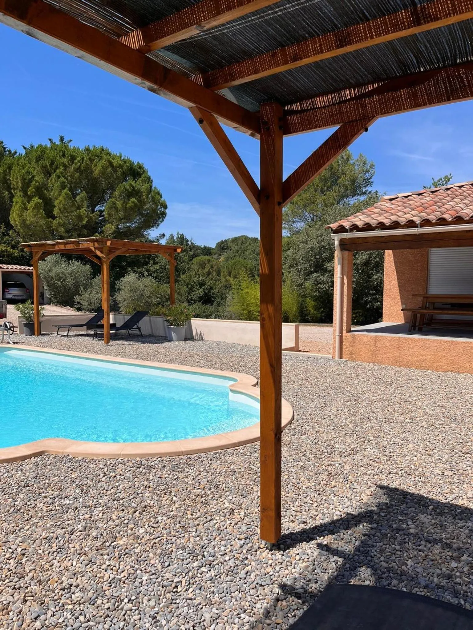 Pool view in Chambres d'hôtes, B&B climatisées LA BORRELLIENNE
