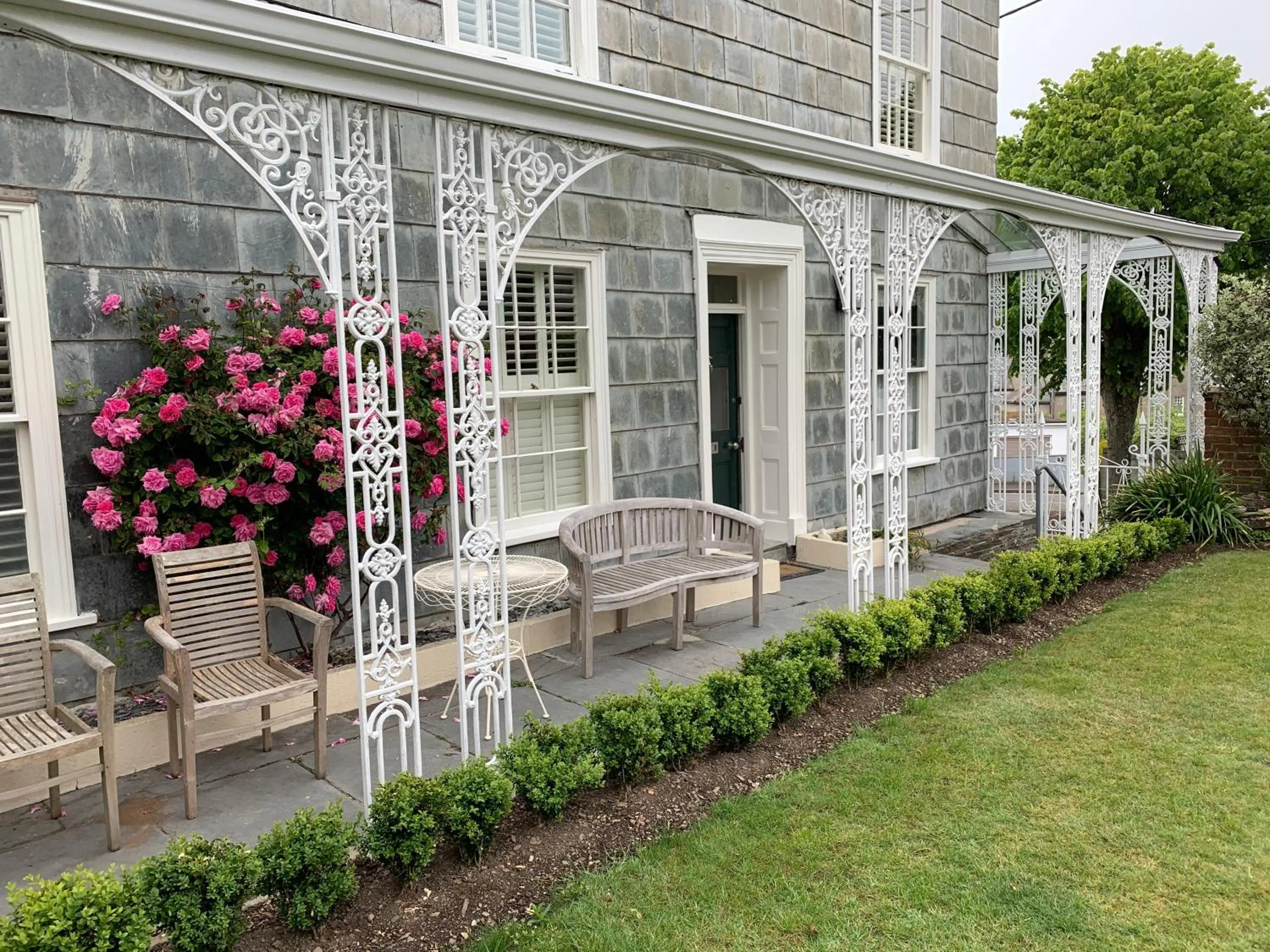 Garden in Coswarth House with breakfast at Rick Stein's