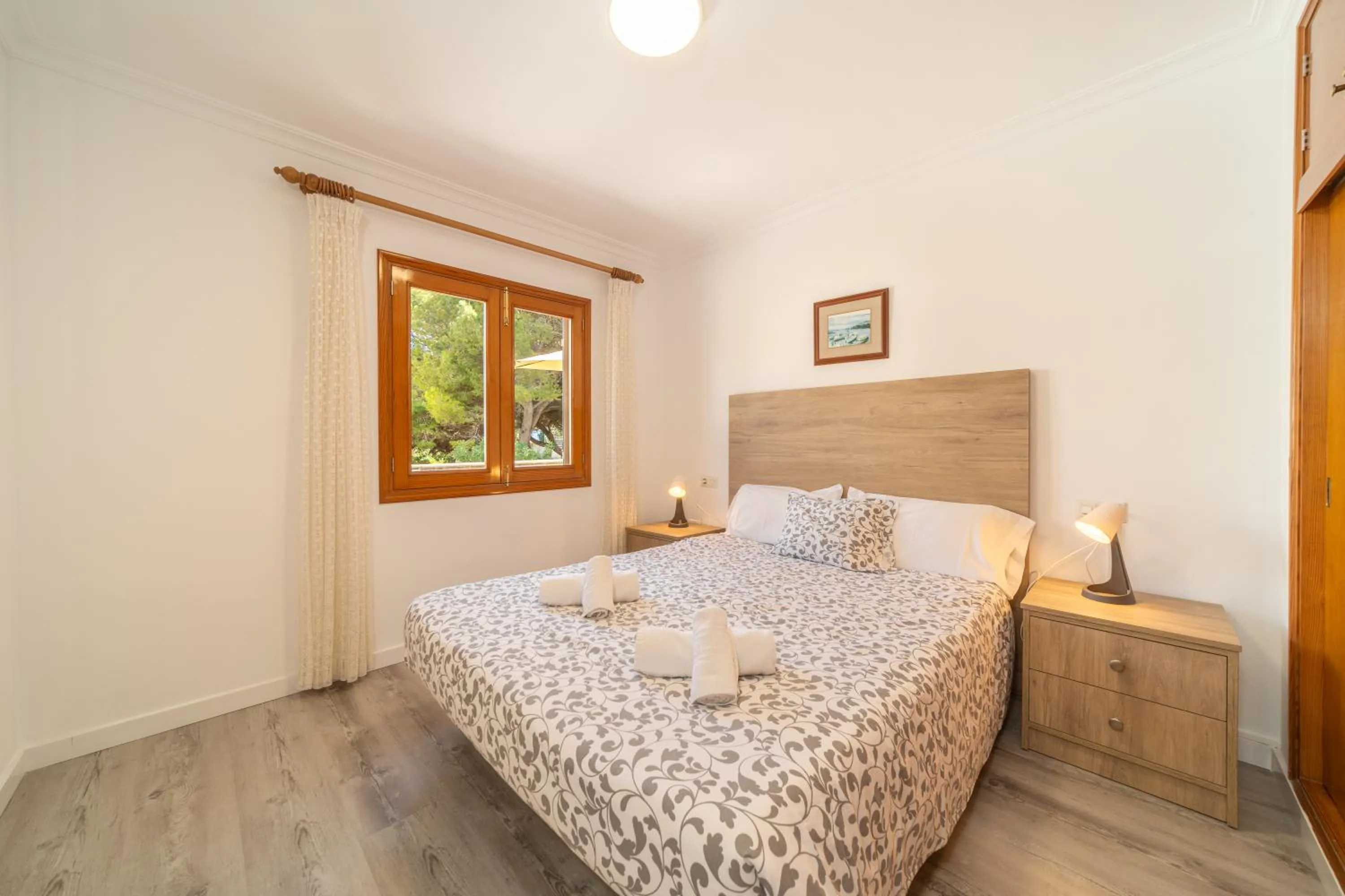 Bed in Villa Can Canta Natura Park House at Platja de Muro Beach