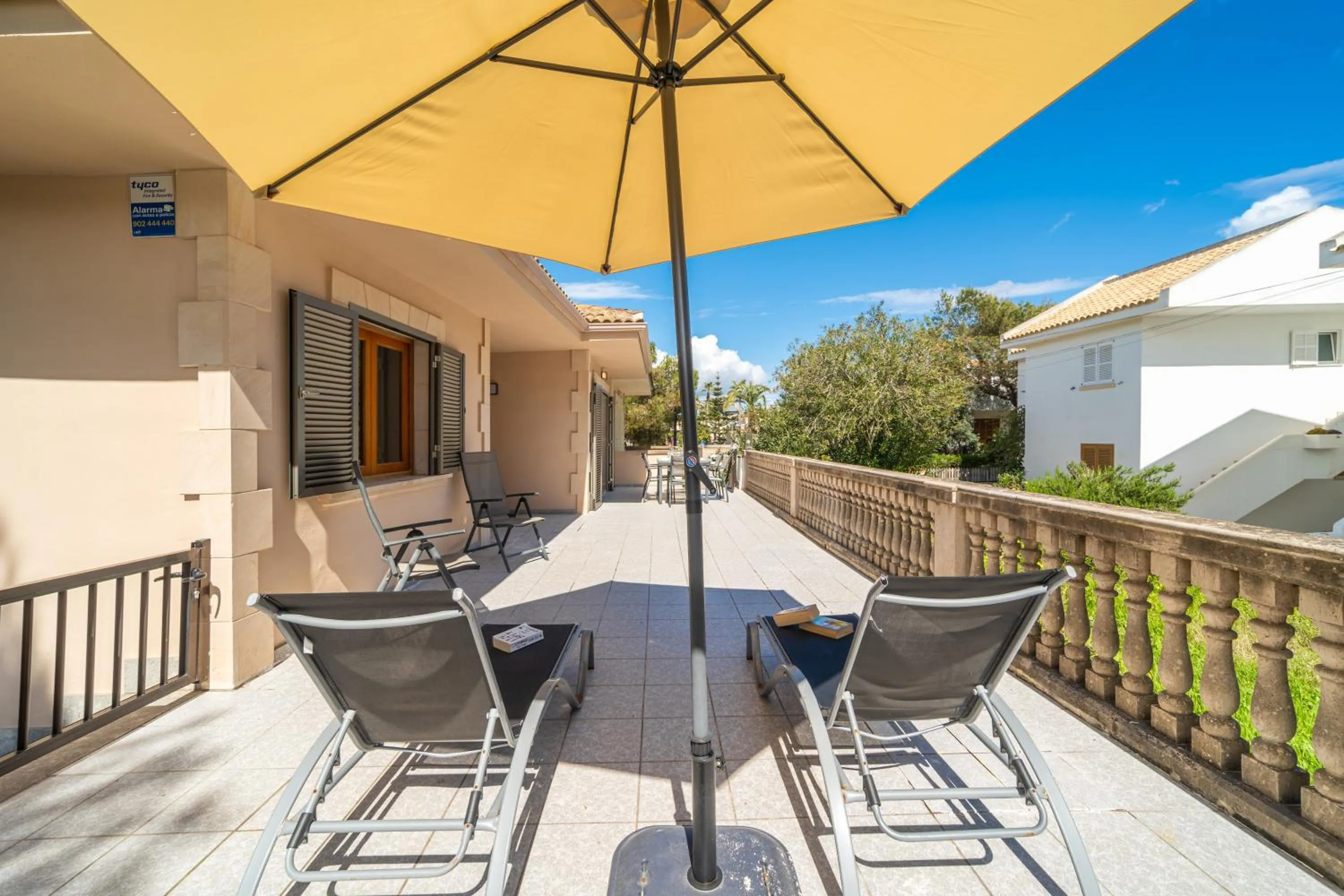 Balcony/Terrace in Villa Can Canta Natura Park House at Platja de Muro Beach