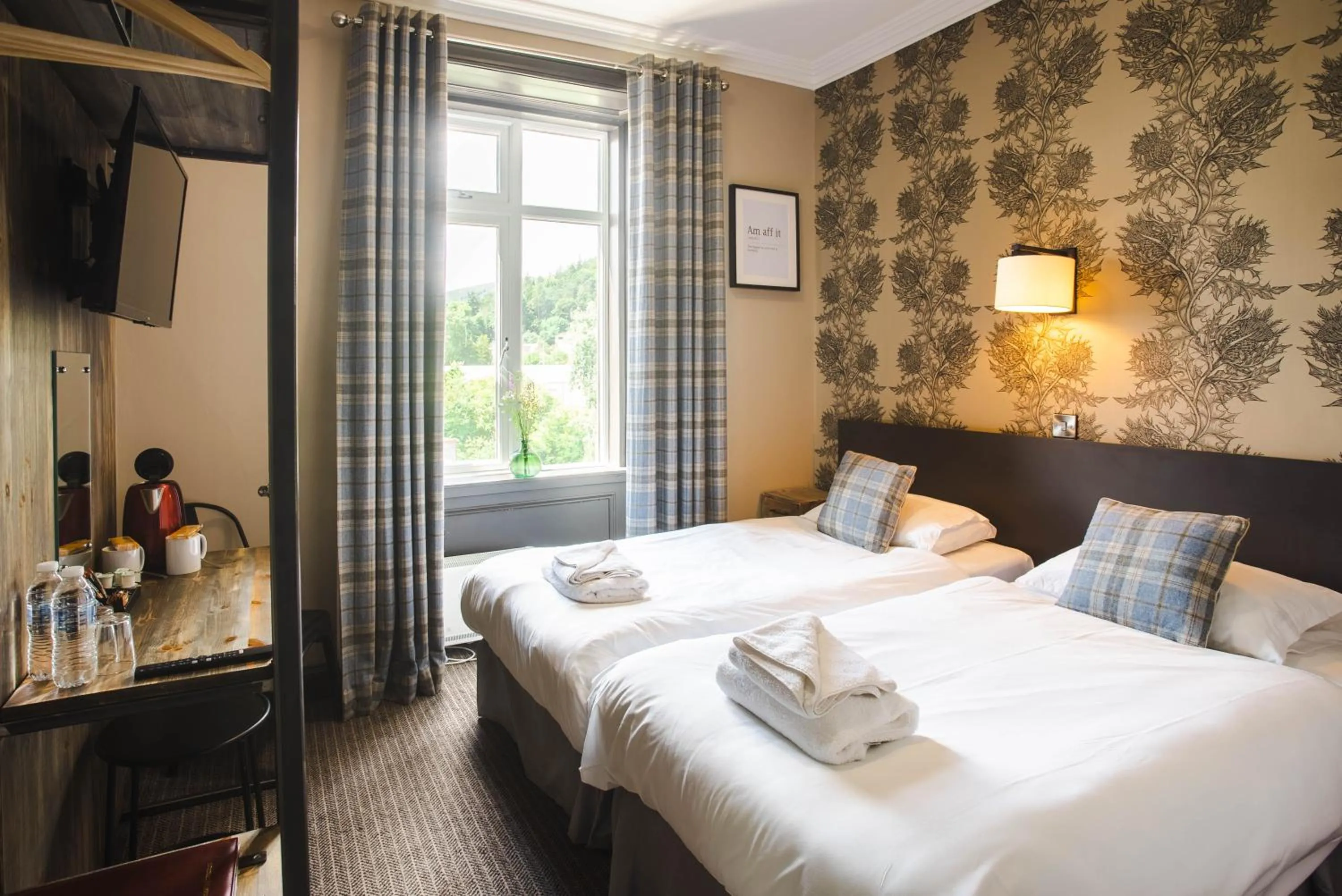 Bed in Traquair Arms Hotel