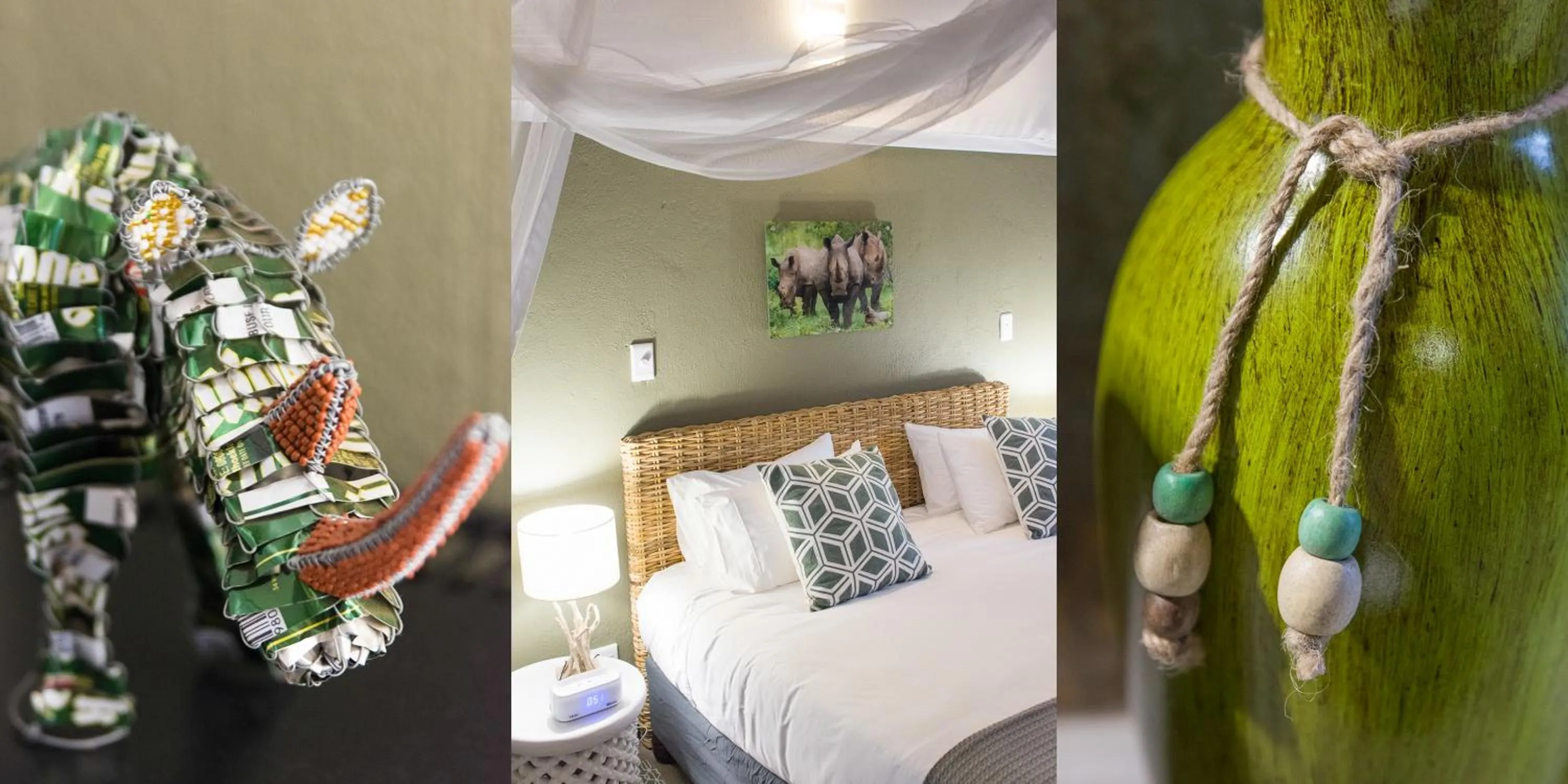 Decorative detail, Bed in Bushbaby River Lodge