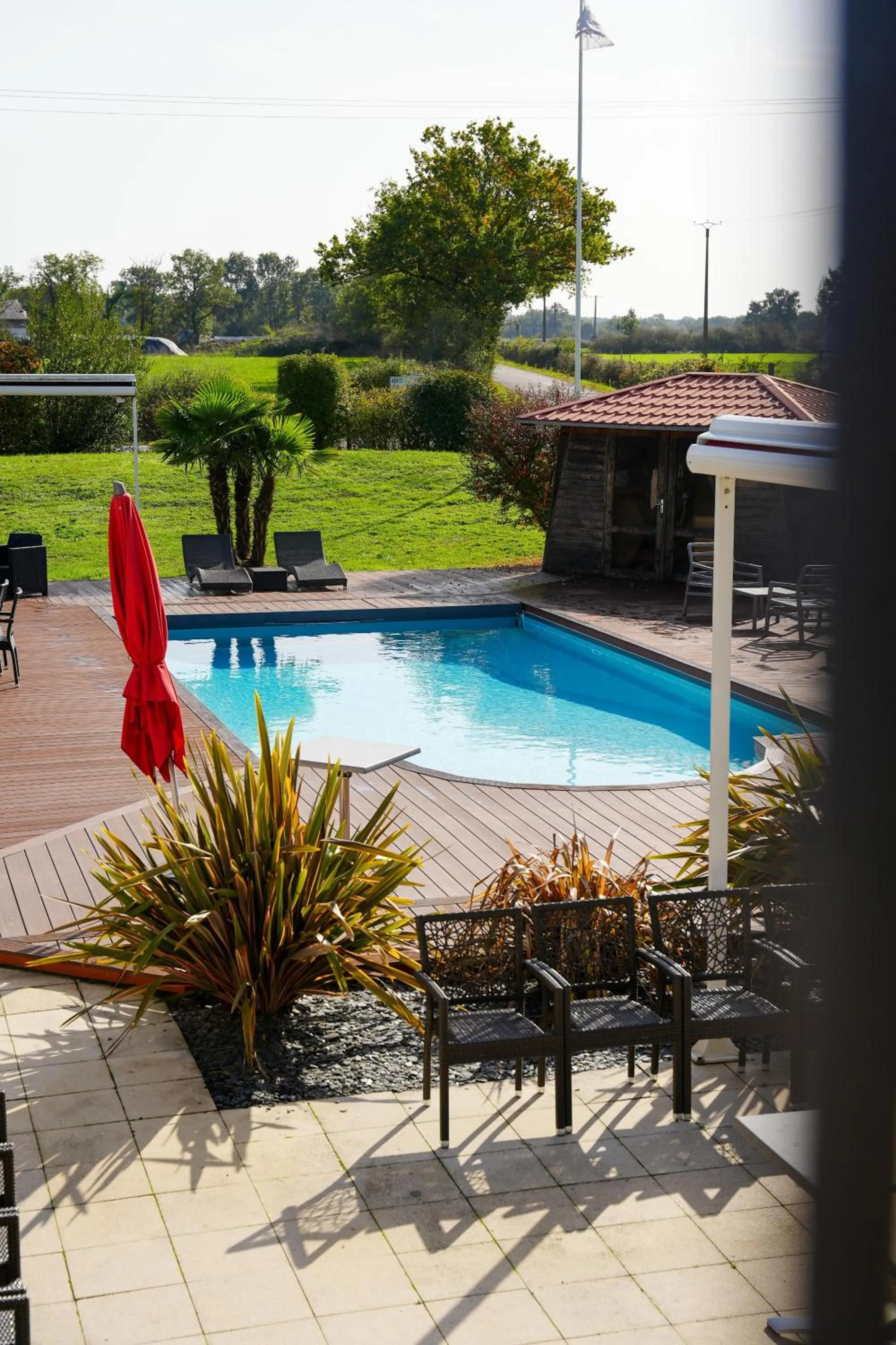 Pool view in Logis L'Abreuvoir
