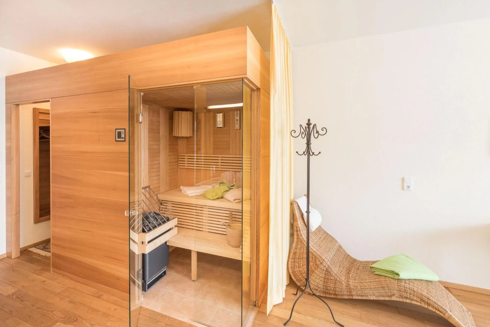 Bathroom, Bed in Hotel Walserberg