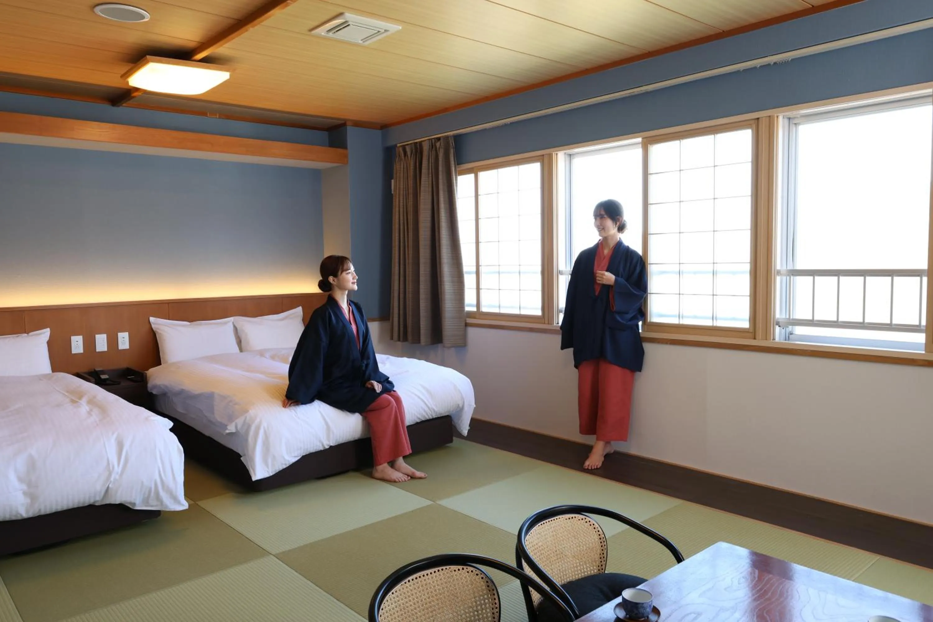 Bed in Kojohama Onsen Hotel