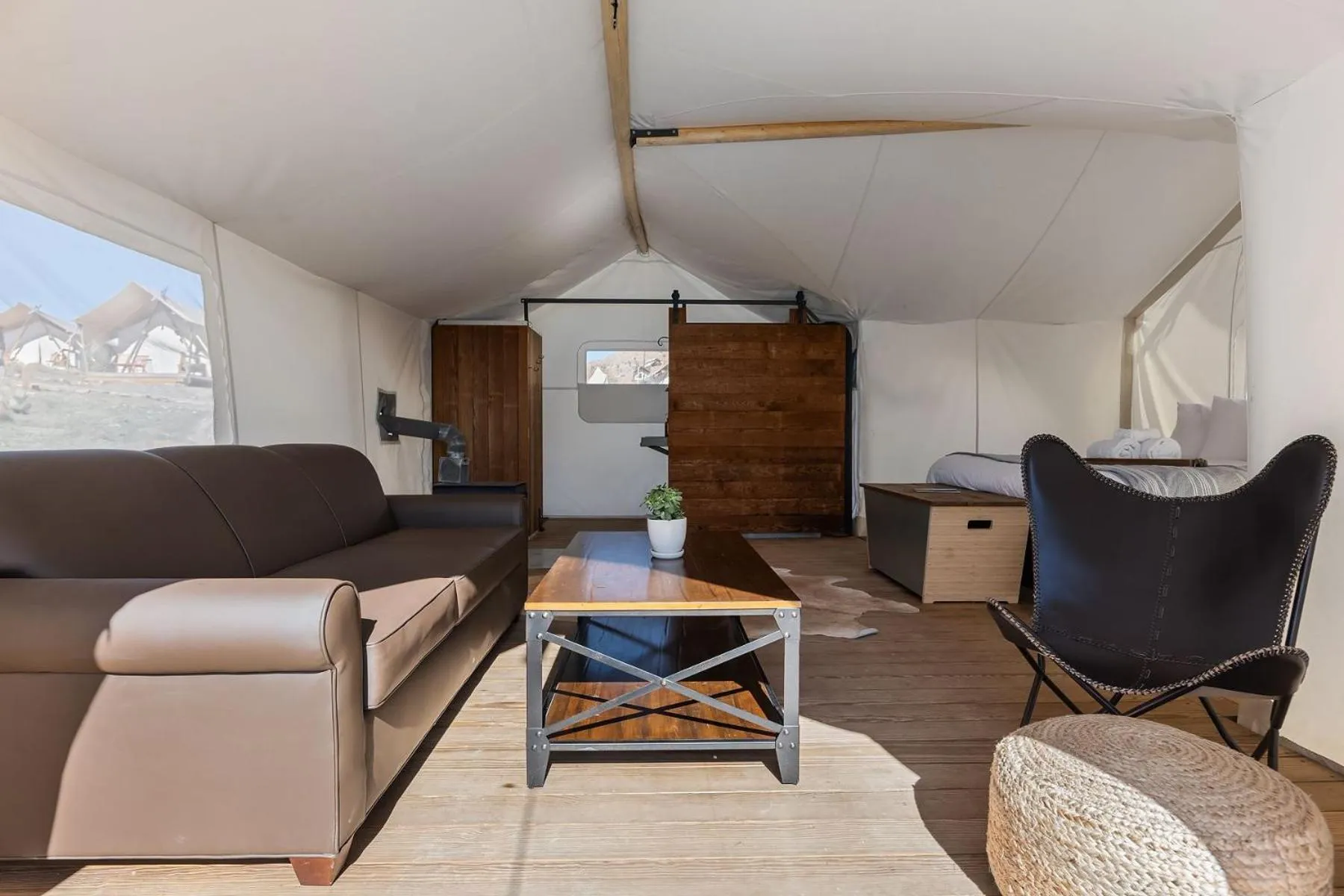 Seating area in Under Canvas Zion