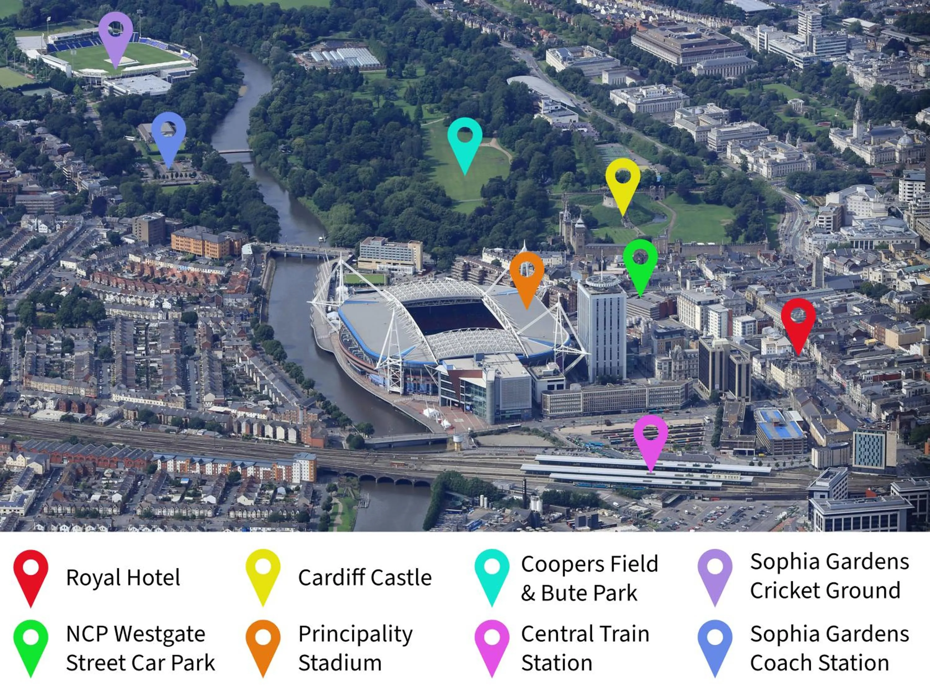 Location in The Royal Hotel Cardiff