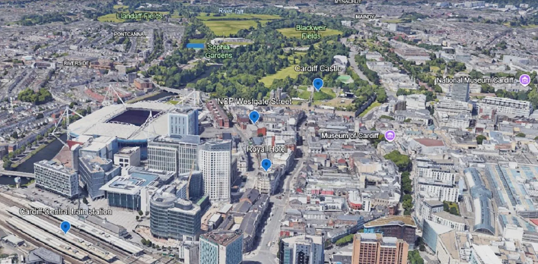 Location in The Royal Hotel Cardiff