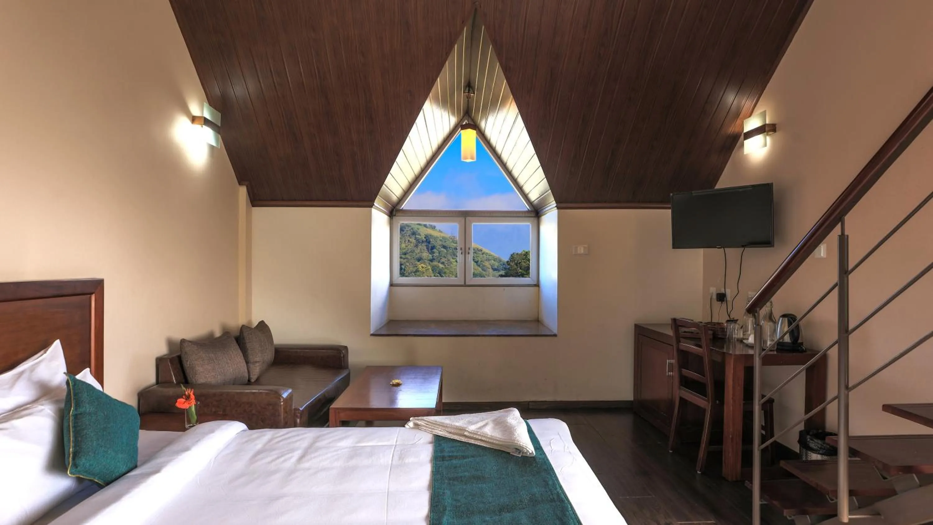 View (from property/room), Bed in Shola Crown Resort - Munnar