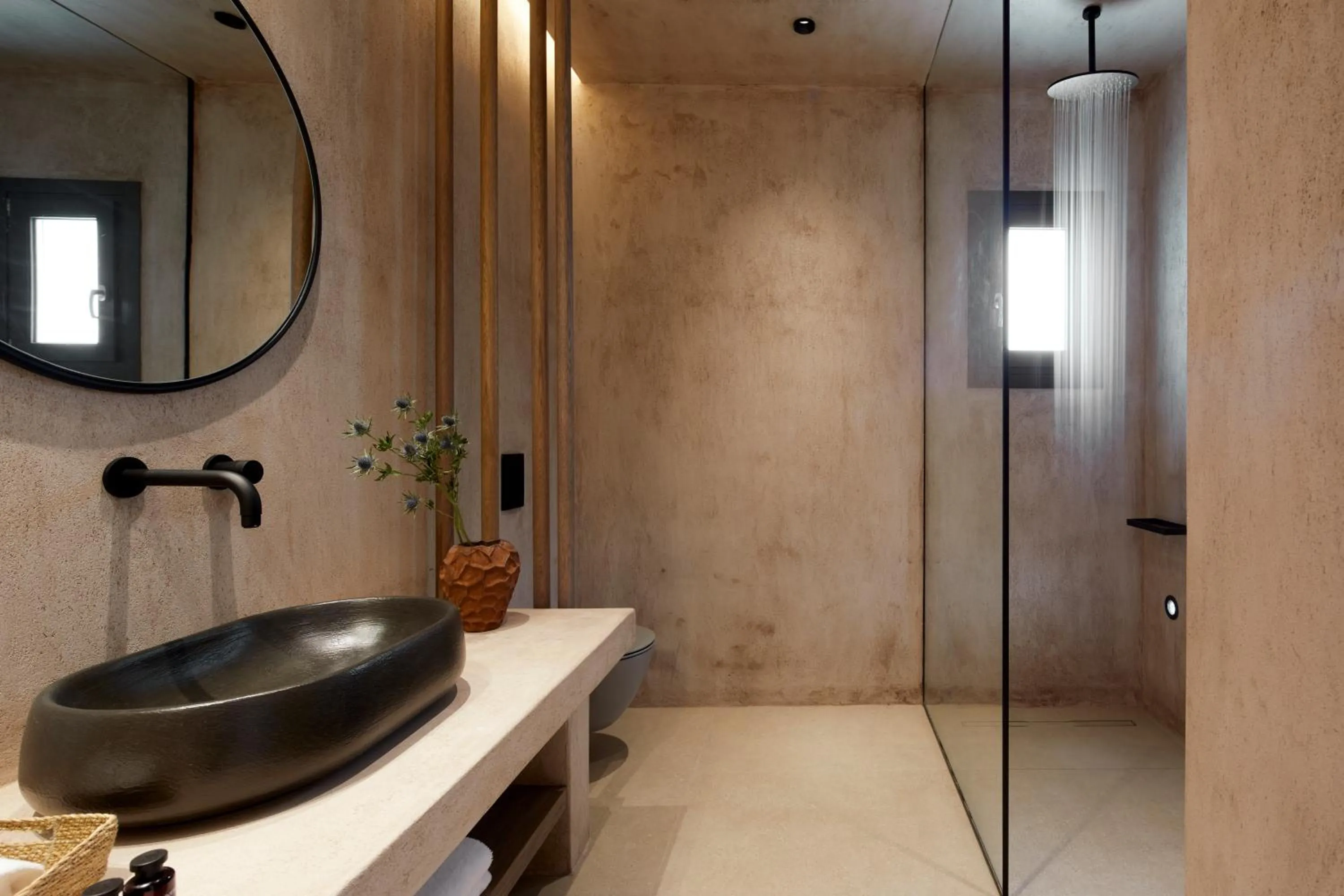 Shower in North Santorini - A Luxury Spa Hotel