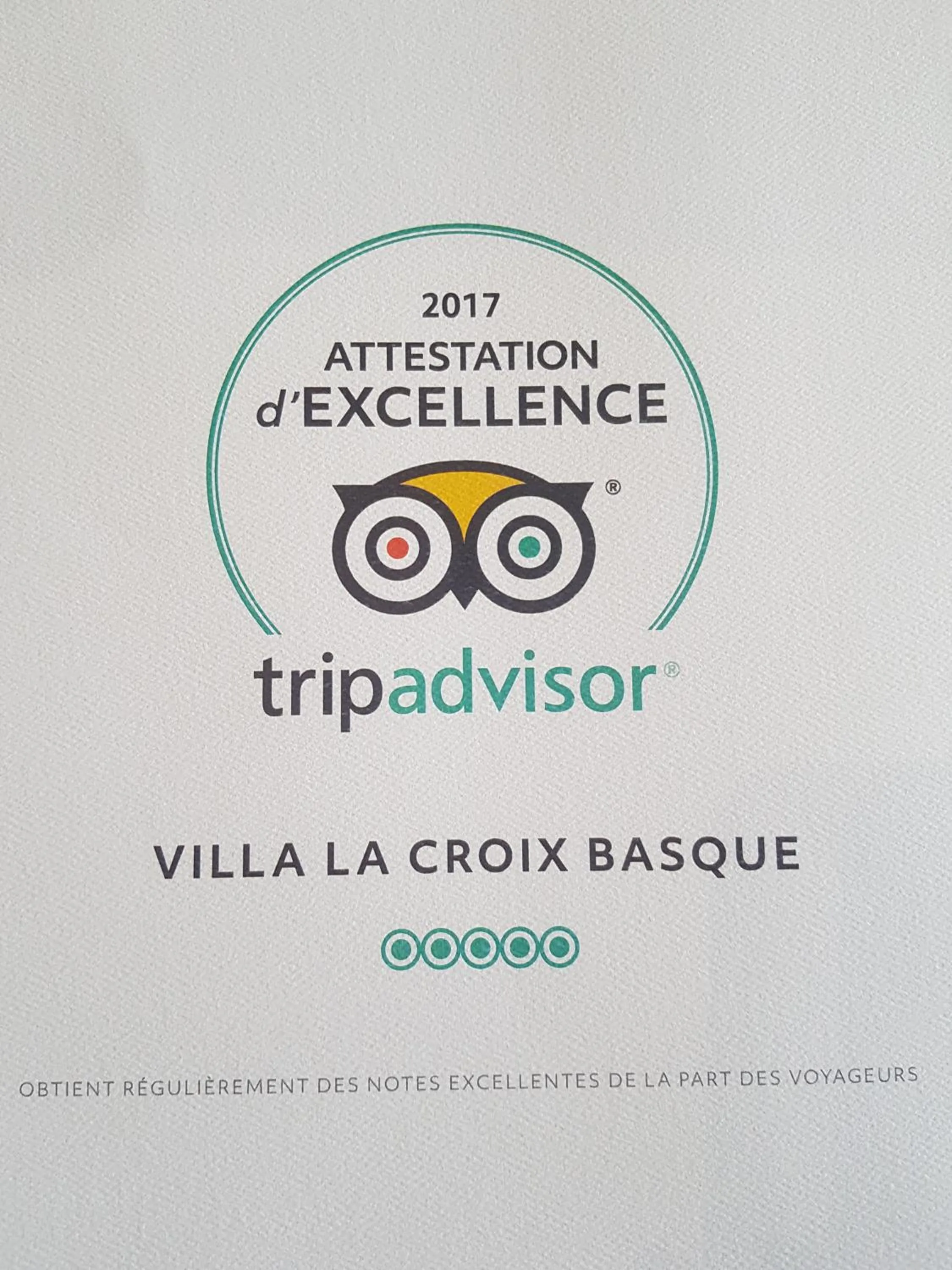 Certificate/Award in Villa La Croix Basque