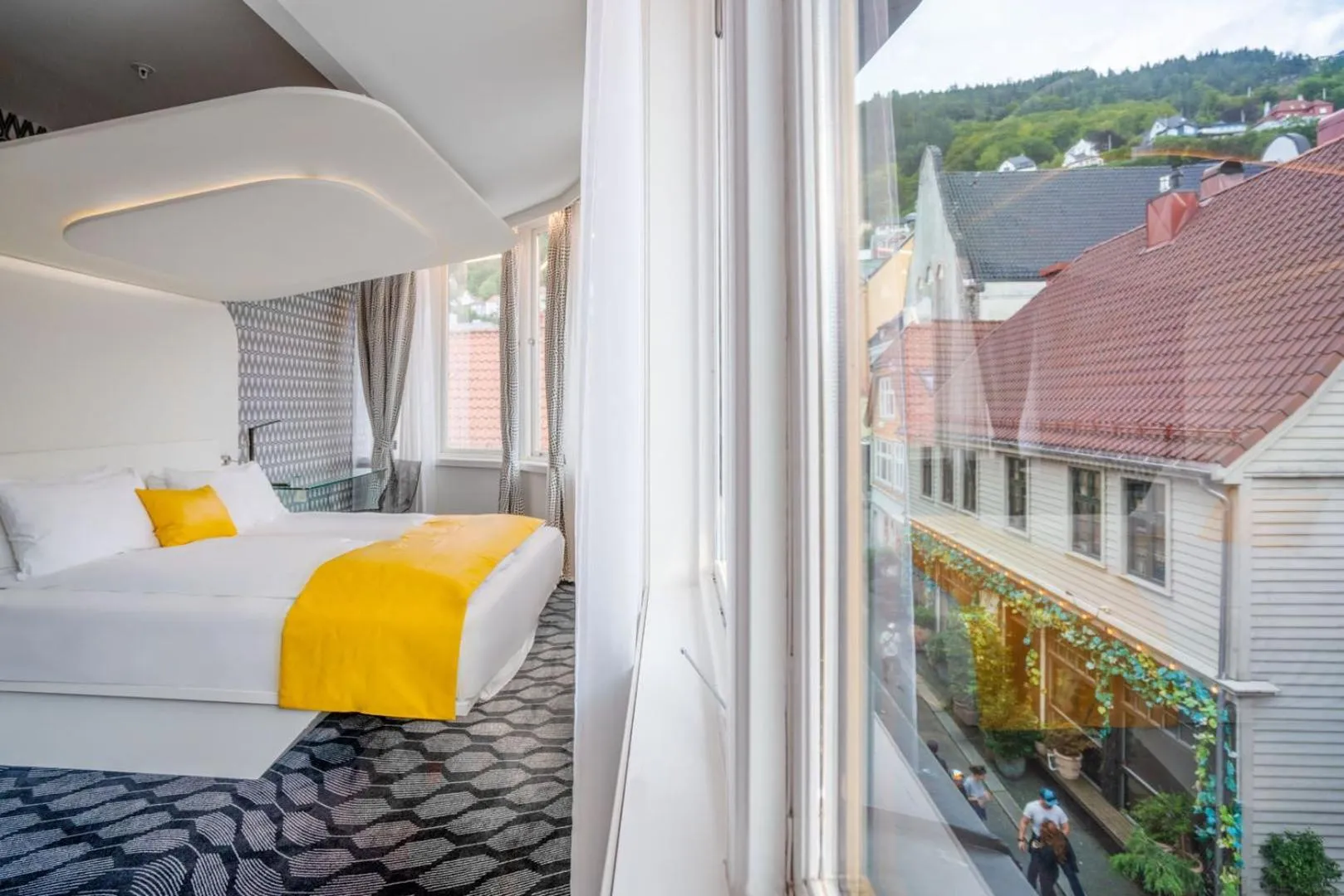 View (from property/room), Bed in Magic Hotel Bergen City Center, a member of Radisson Individuals