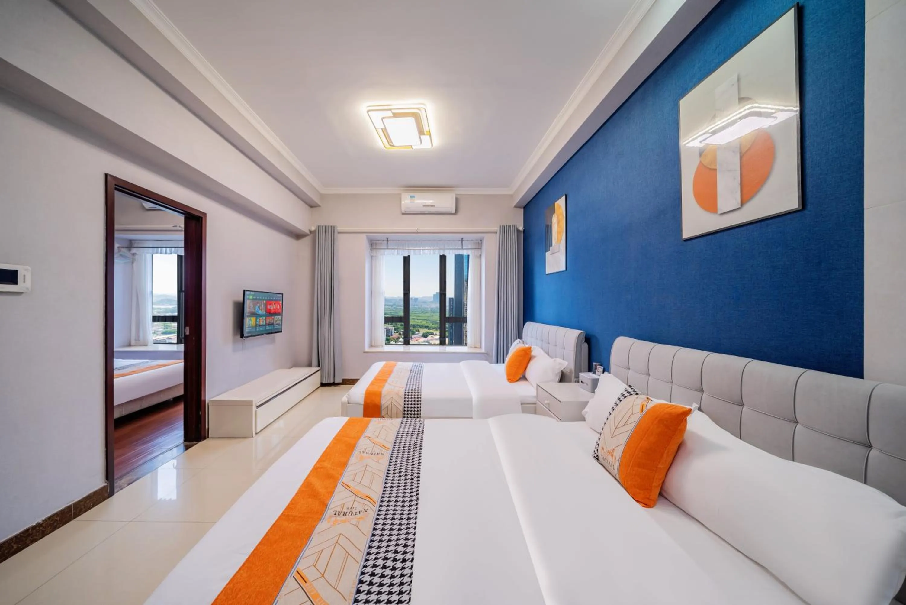 Bed in Pazhou Angda International Aparthotel Canton Fair Branch