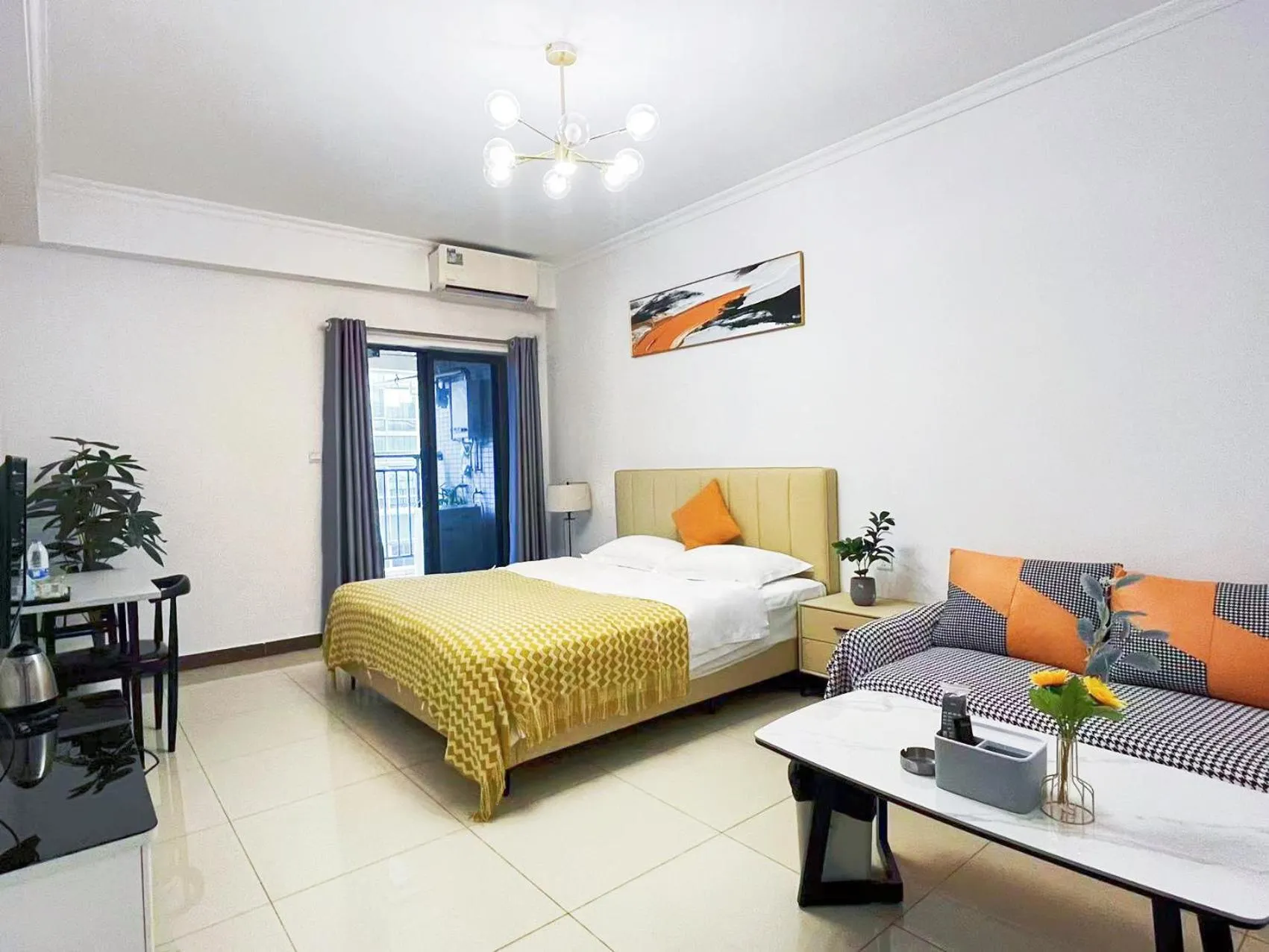 Bed in Pazhou Angda International Aparthotel Canton Fair Branch