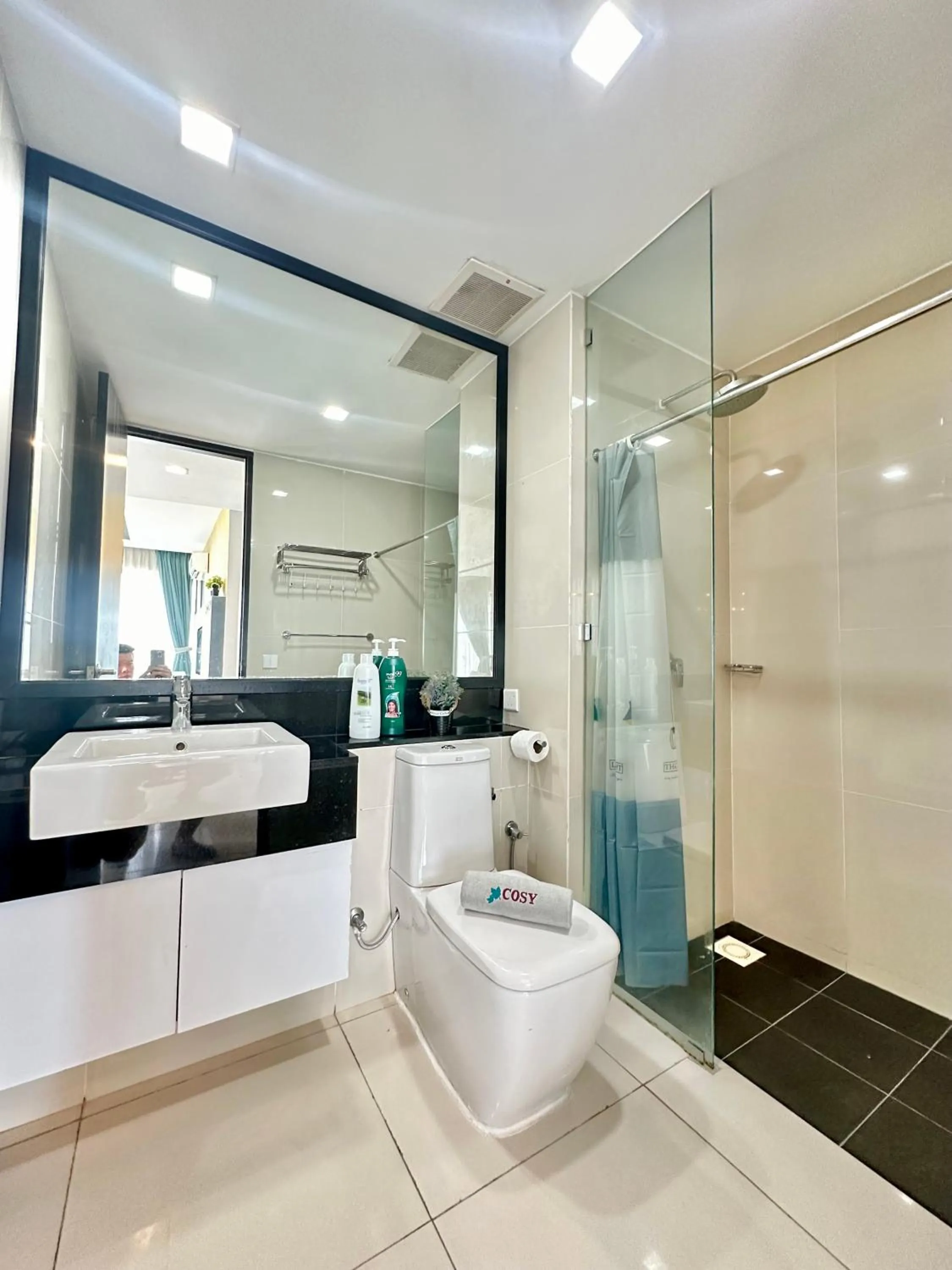 Toilet in Cozy Living Sky Apartment