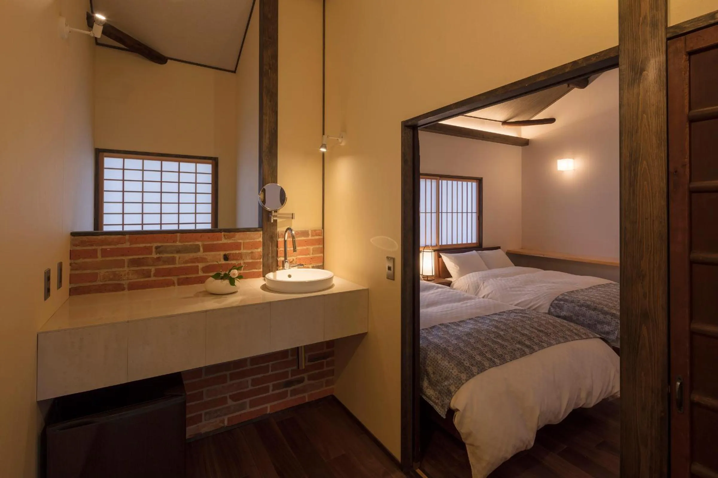 Bedroom, Bed in Yoitsubaki Machiya House
