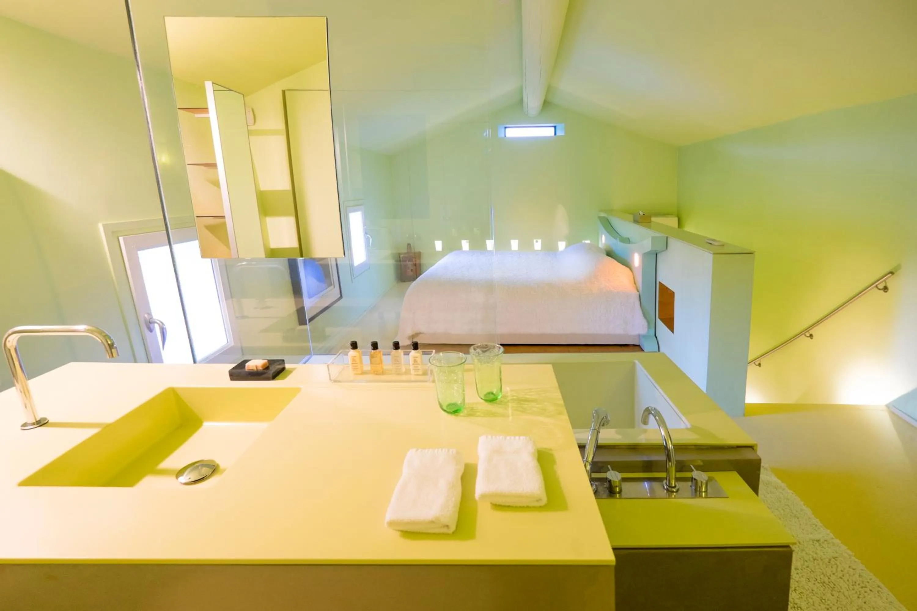 Bathroom, Bed in Domaine des Andéols